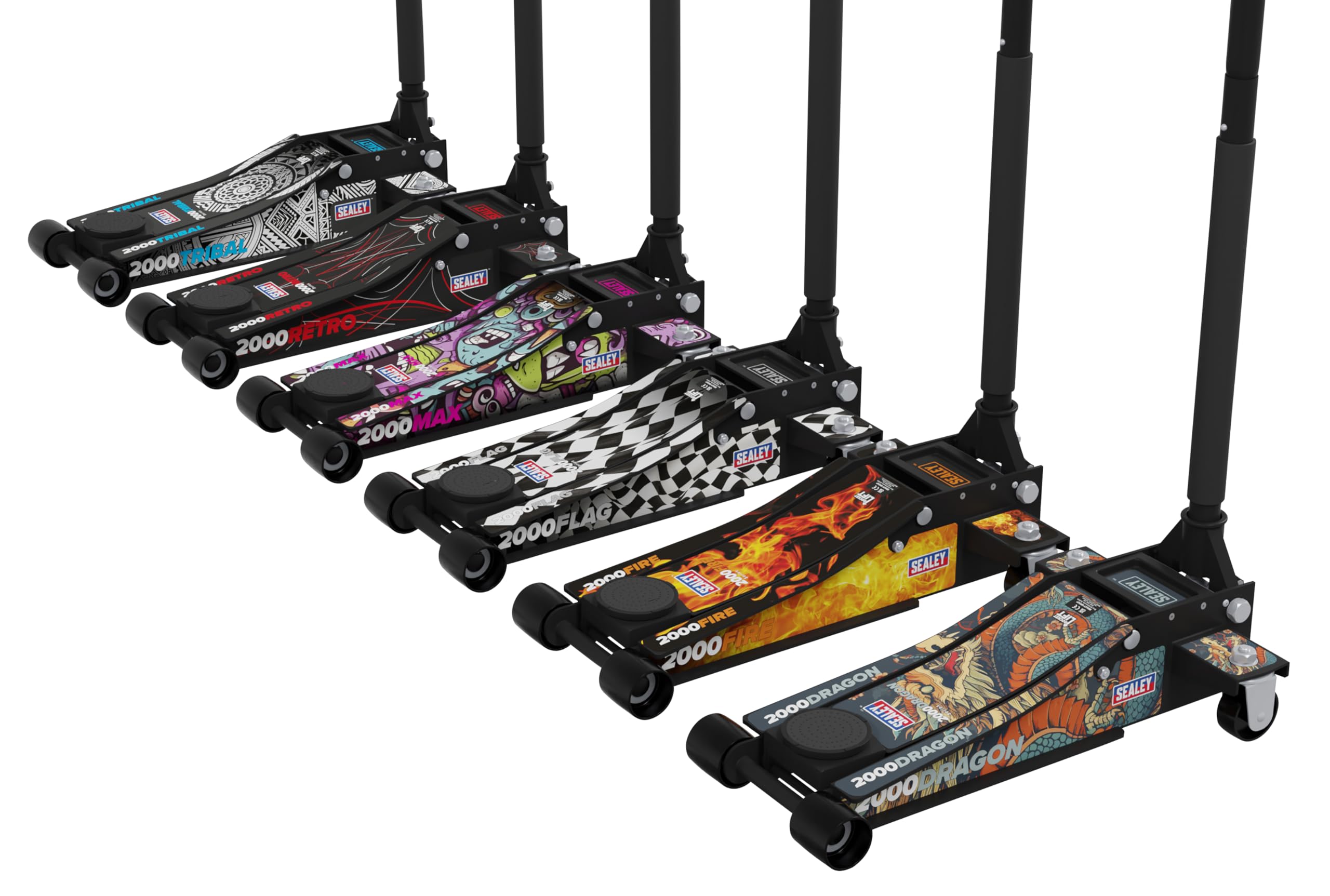 Sealey Cric a carrello con ingresso basso, design personalizzato, 2 tonnellate, 2000 CB, colore: nero