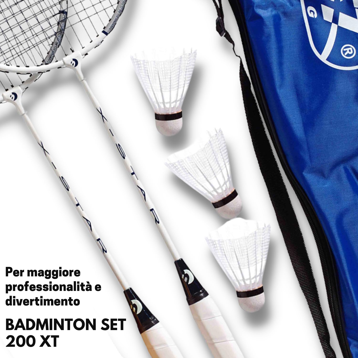 Best Sporting 200 XT Set de badminton, 2 Raquette de Badminton 3 balles Sac de transport inclus
