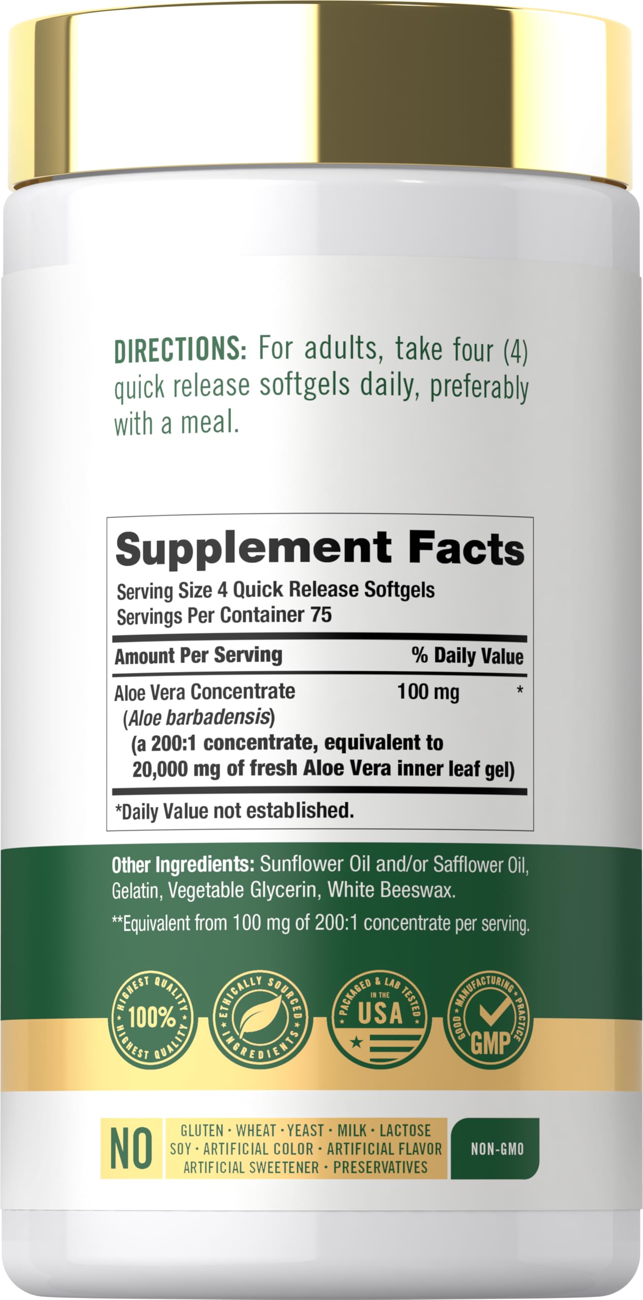 Carlyle Aloe Vera Softgel Capsules | 300 Count | Aloe Vera Gel Supplement — Amazon image 2
