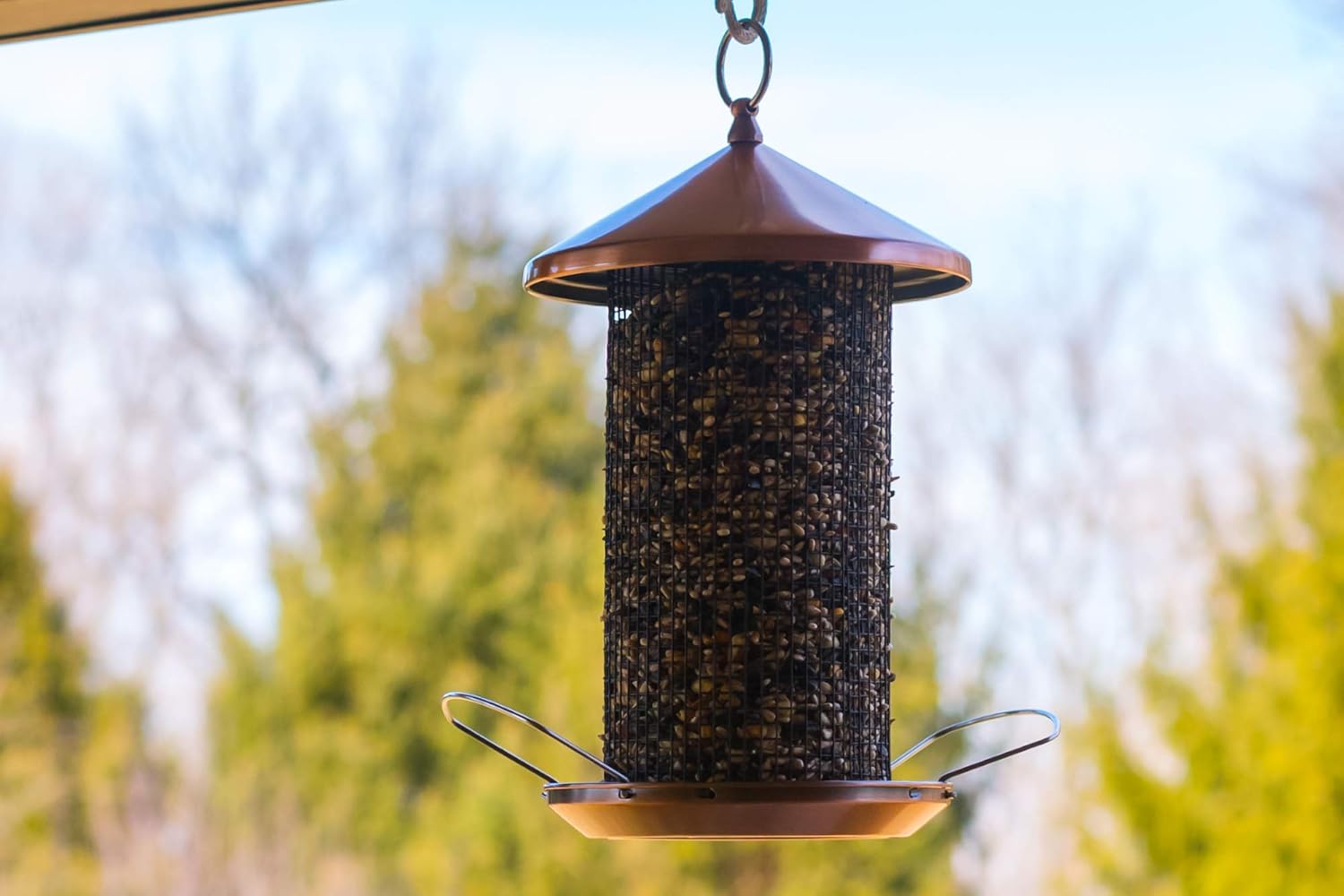 Cottage Garden 12 inch Copper Finish Heavy Duty Mesh Metal 3 Lb. Secure Cap Cover Nut Bird Feeder