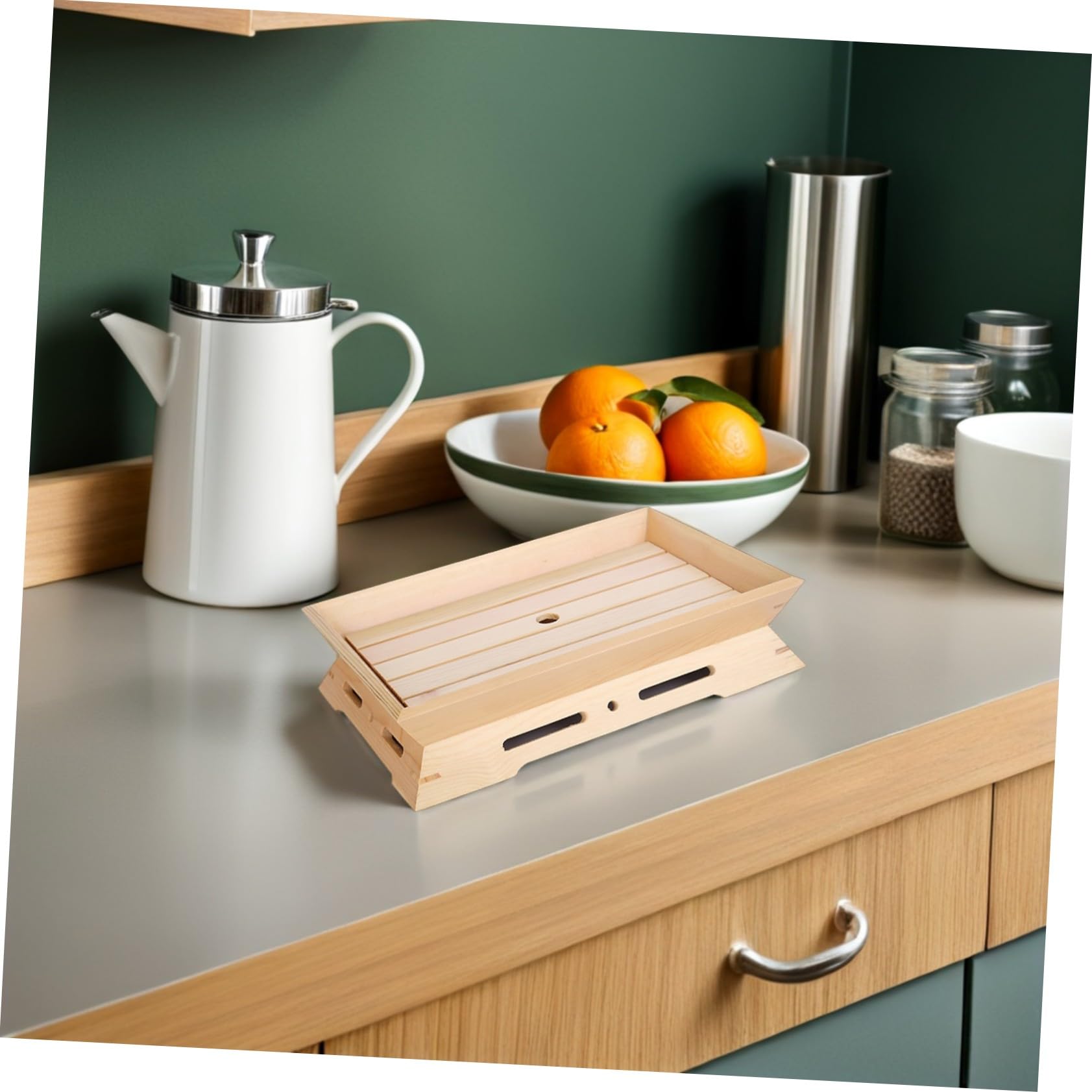 SHINEOFI Plato Japonés para Sashimi de Madera Rectangular 2 Piezas | Color Beige, Apilable Limpieza Fácil, para Aperitivos en Restaurante Casa
