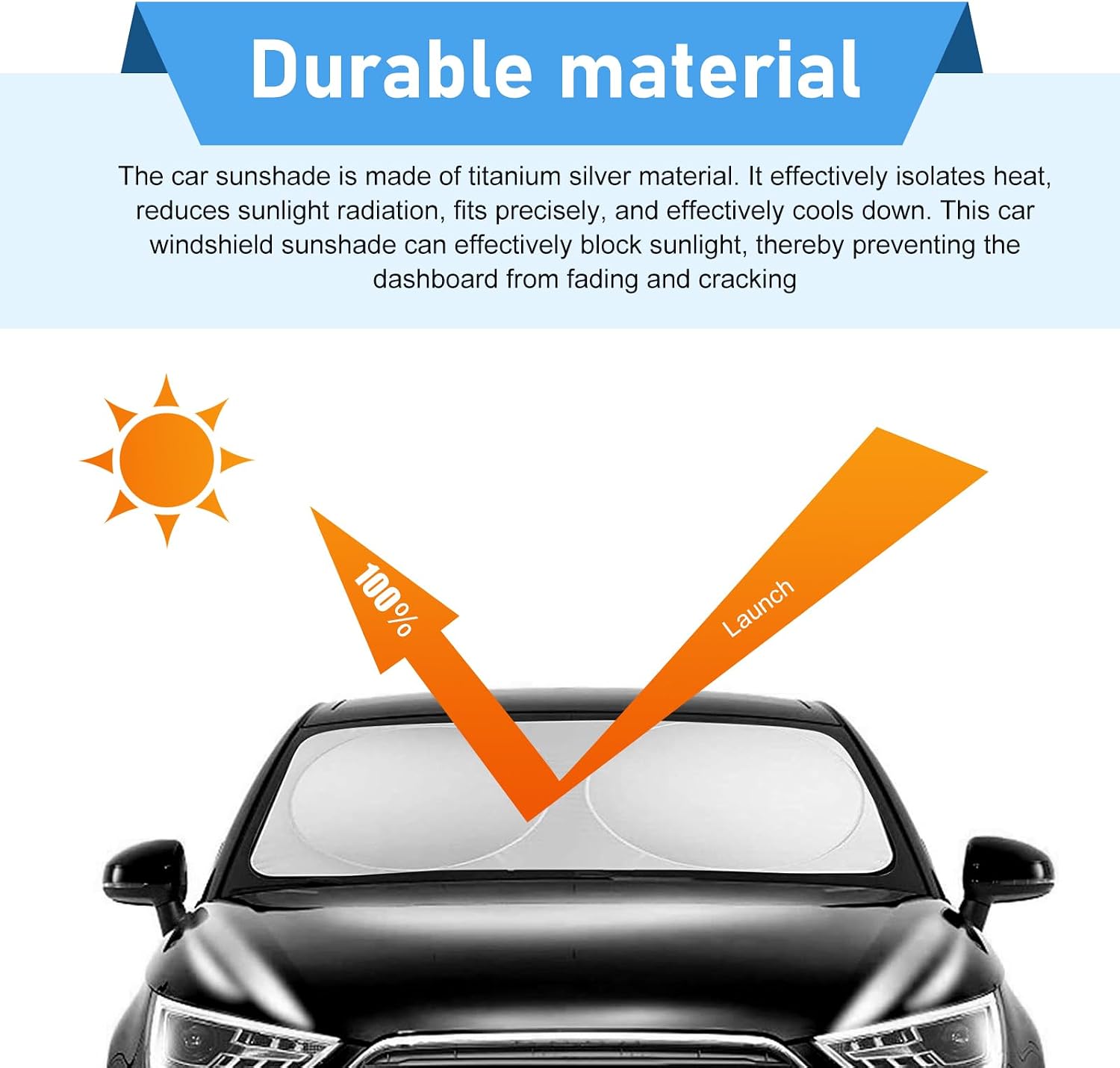 6 PCS Car Window Glass Sunshade Kit, Reflective Sun Blocking & Heat Insulation Shade, Full Coverage Privacy Protection Shield, Foldable Cover for Most Cars Trucks Vans (Silver)