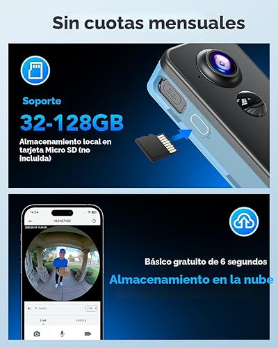 Miniatura 4 de XTU Timbre con batería, video de la cabeza a los pies de 180, vista en vivo con conversación bidireccional, sin tarifa mensual, Wi-Fi de 2.4G con