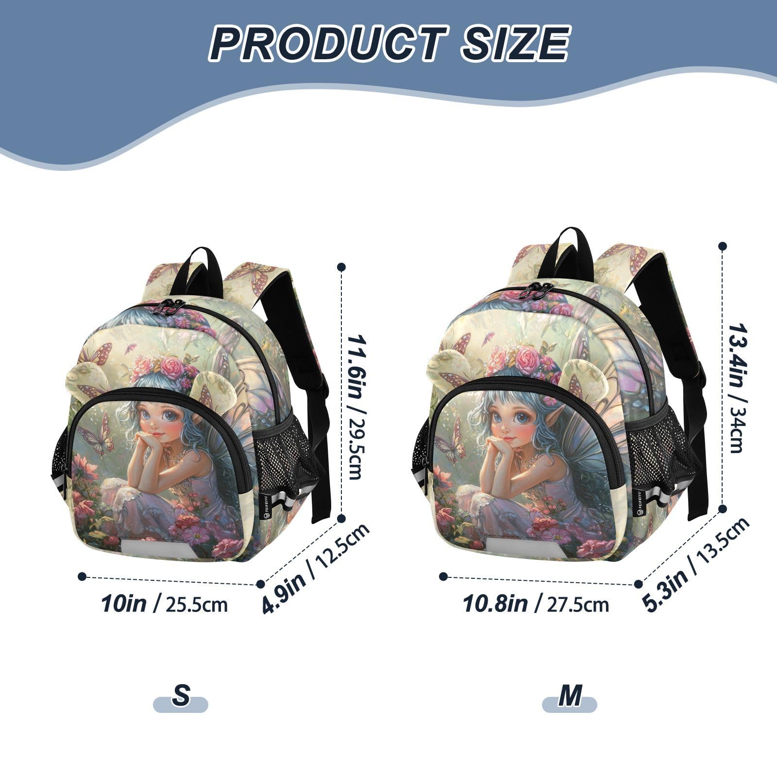 Fairy Butterfly Garden Toddler Harness Backpack for Boys Girls 3-6 Years Kids Backpack with Anti Lost Safety Leash Baby Protection Backpack for Walking Travel Preschool