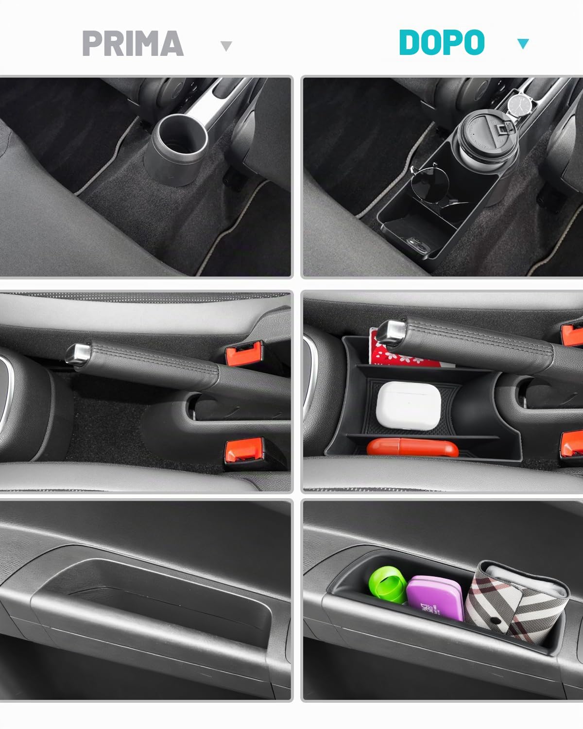 CDEFG Compatibile con VW UP GTI/Seat MII/Citigo 2013 – 2023 – Organizer per console centrale, per auto, centrale, accessori GTI [3 pezzi]
