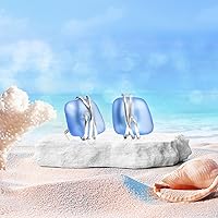 Vista 34 de Sea Glass Earrings S925 Sterling Silver Hypoallergenic Handmade Stud Post Earrings Beach Glass Fashion Handcraft Jewelry earrings stud earrings from