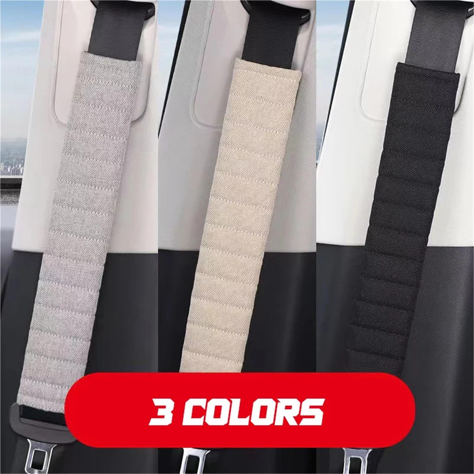 Protector Cinturon Coche 2 unidades de 26/30/40/50/60cm, cómoda y transpirable, alargada funda for cinturón de seguridad de coche, protector de hombro, almohadilla acolchada for las cuatro estaciones,