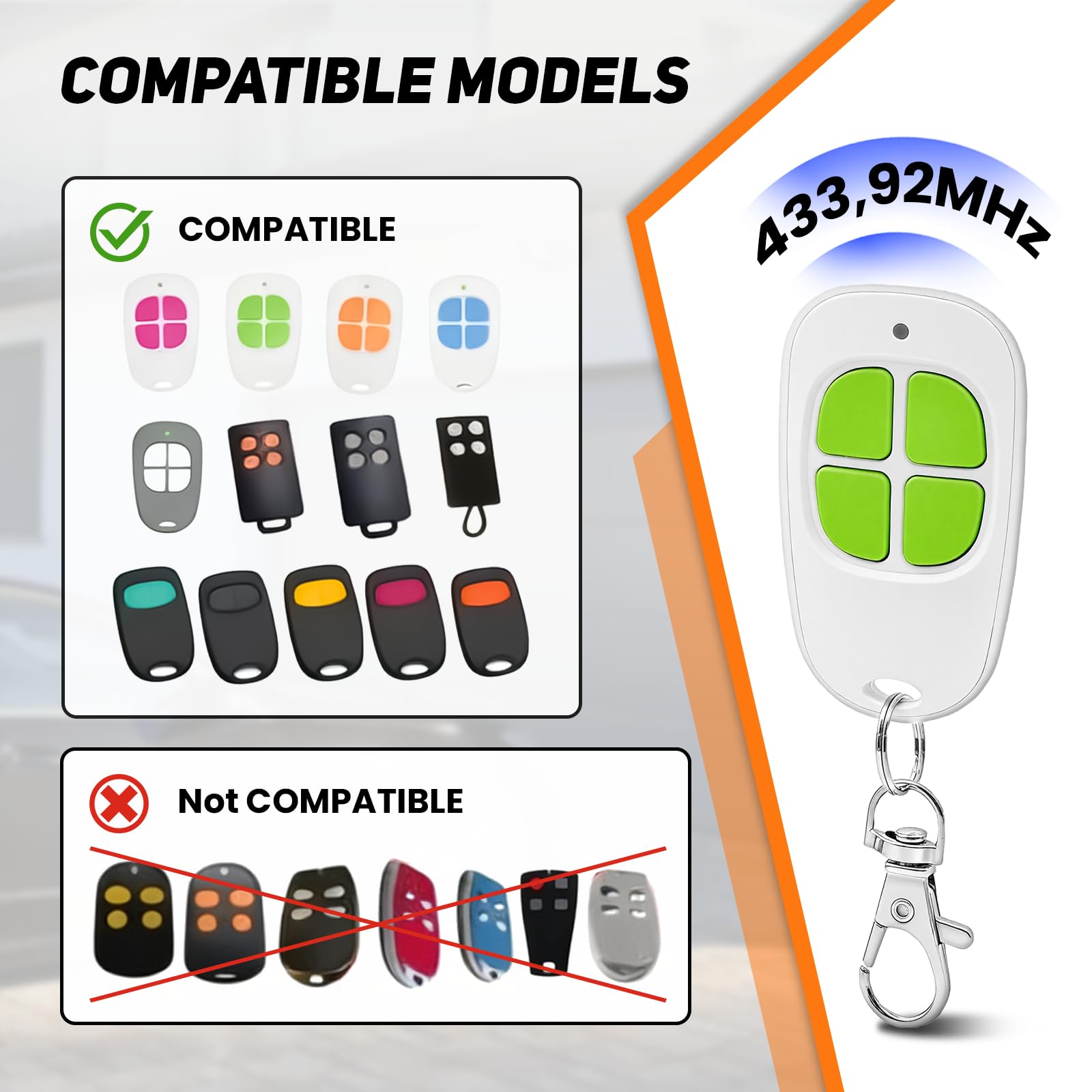 433,92 MHz Télécommande,AAM0094 AAM0121 AAM0135 AAM0133 AAM0085 Telecommande Portail, 4 canaux Bip Portail Porte De Garage,Lot de 2 - 2