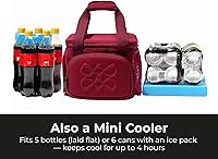 Vista 12 de Lonchera aislada para mujer, lonchera a prueba de fugas de 8L para el trabajo, se adapta a una comida completa o 6 latas (borgoña)