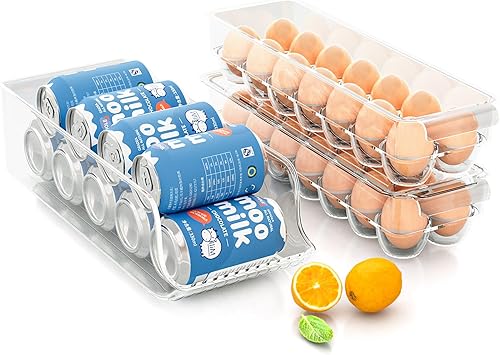 Paquete de 3 cubos organizadores de refrigerador, organizadores transparentes para refrigerador y almacenamiento con tapas, incluye 14 recipientes