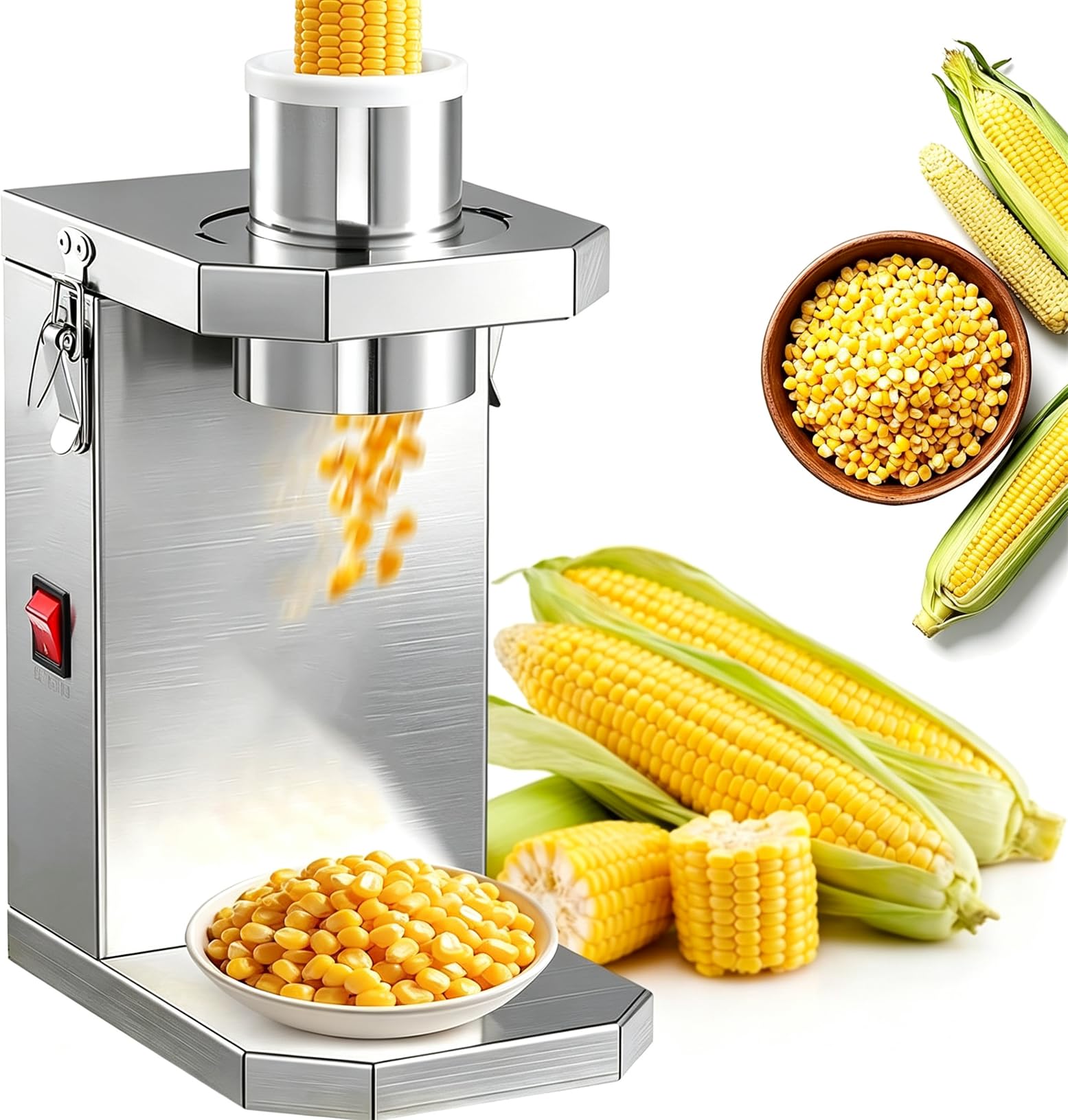 Sgranatrice E Trebbiatrice per Pannocchie di Mais Commerciale | Macchina Elettrica per Sgranare Il Mais in Acciaio Inossidabile per Uso Domestico, Cucina, Ristorante E Fattoria