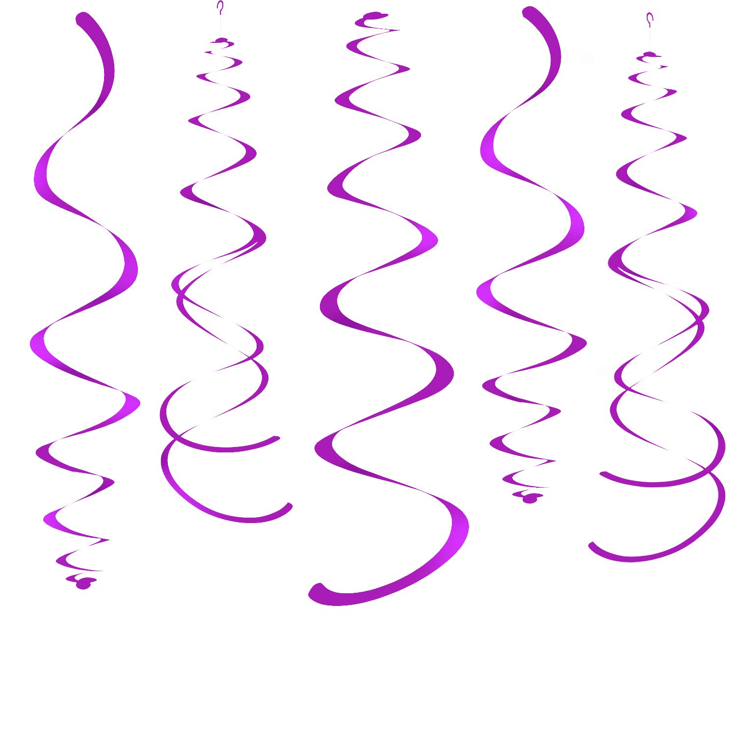 WEVEN Purple Party Hanging Swirl Decorations Plastic Streamer for Ceiling, Pack of 28
