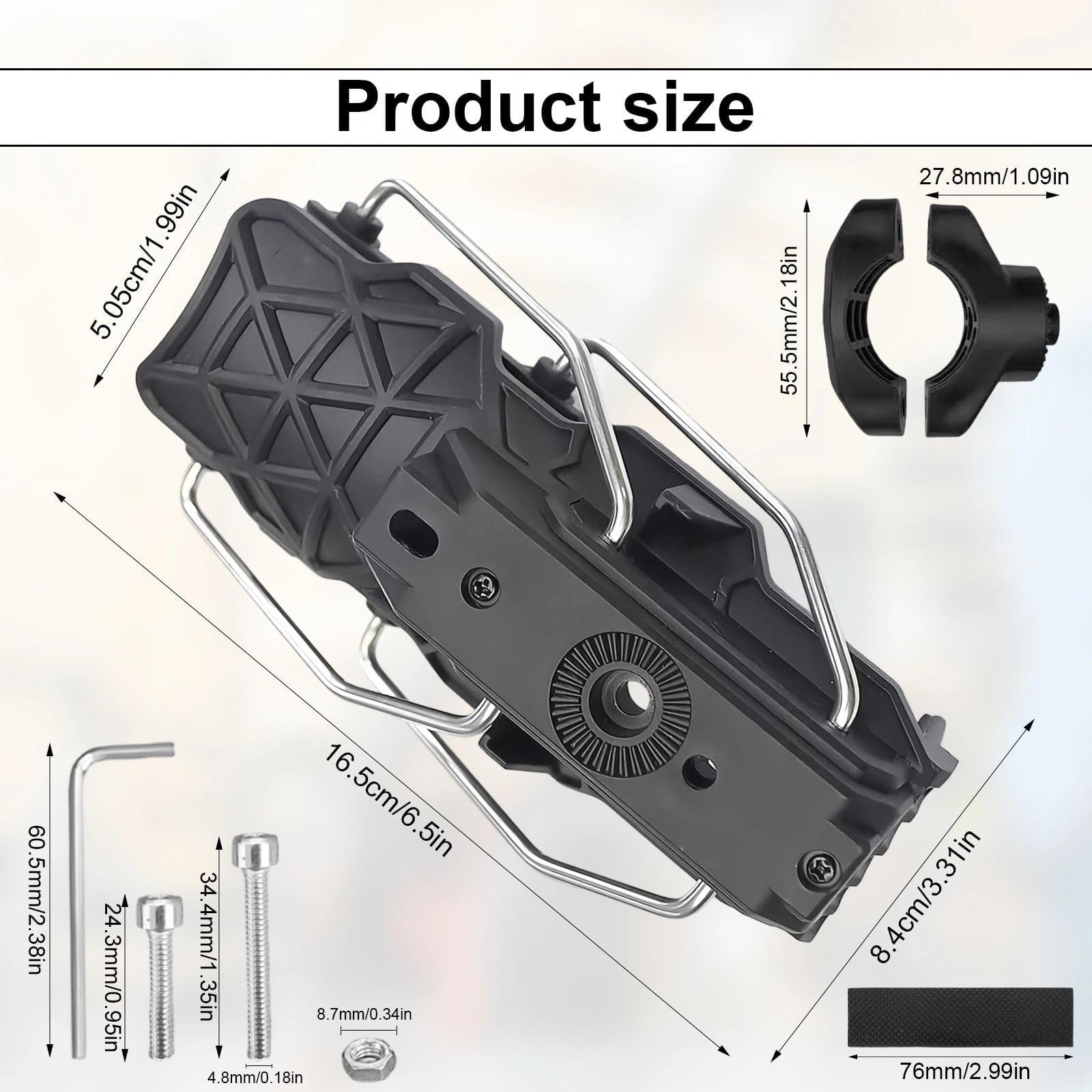Porte-bidon Vélo Réglable 360° – Compatible 32 à 77 Mm, Cadre/guidon 22-25 Mm – PP Résistant