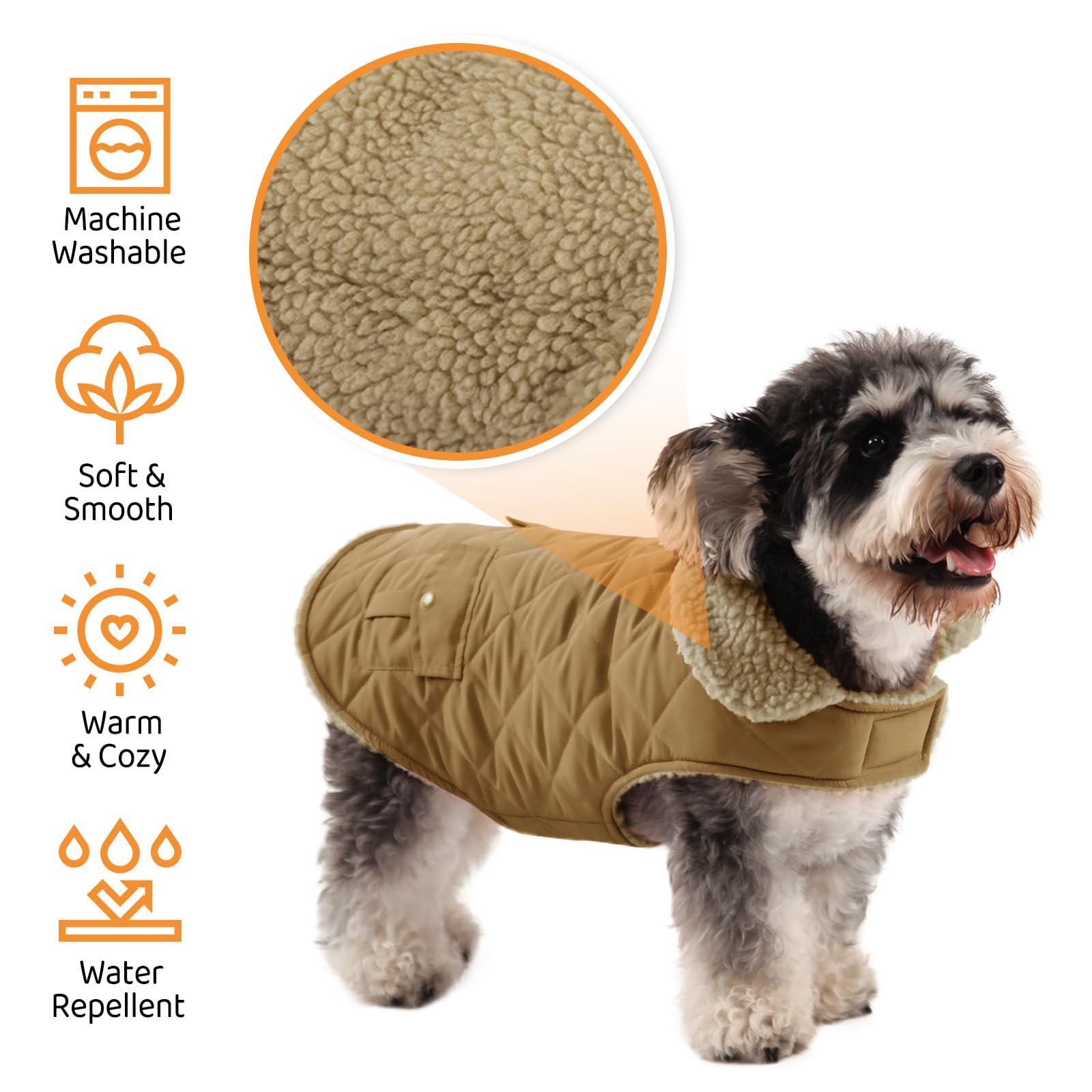 Queenmore Cappotto Cane Grande Caldo Impermeabile Per Bassotto, Bulldog Francese, Greyhound, Border Collie, Labrador, Marrone, XL