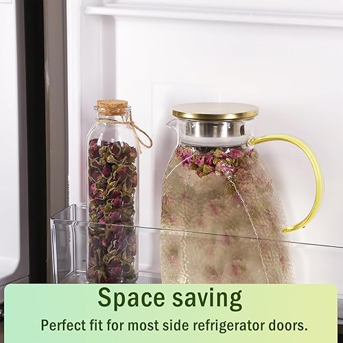 Miniatura 10 de WHJY Jarra de agua de vidrio para puerta de refrigerador con tapa, jarras de vidrio de 1.8 litros60 onzas con asa, jarra de té helado para