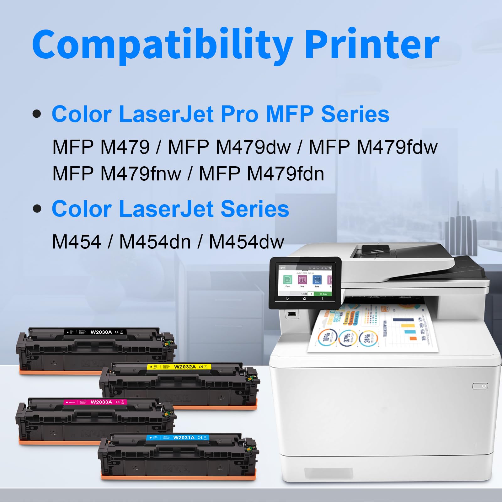 MYCARTRIDGE Toner 415A (z chipem) kompatybilny z HP 415A 415X W2030A W2030X, kompatybilny z HP Color LaserJet Pro MFP M479fdw M479dw M479fdn M454dw M479fnw M479fdn 479fdw M454ddn