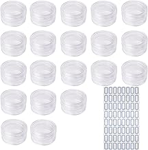 20 Stücke Kosmetik Probe,5 g Rund Kosmetik Dosen Kunststoff Dosen Mini Dosen mit Schraubverschluss Transparente Leer Döschen Mit Aufkleber