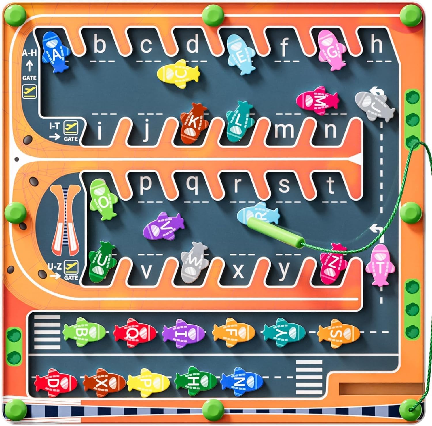 zhiwuzhu Magnetic Alphabet Maze,Montessori Magnetic Maze Board (Airplane)