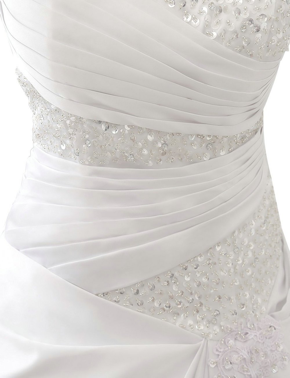 Abiti da Sposa Abiti da Sposa Lungo Principessa Donna Raso a Line Plissettato con Paillettes, Bianco, 34