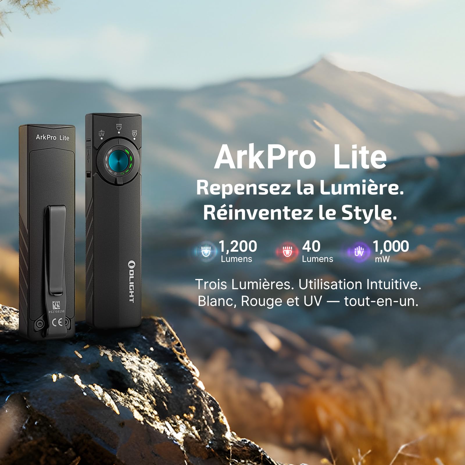 OLIGHT ArkPro Lite Petite Lampe torche, à lumière rouge pour signal SOS