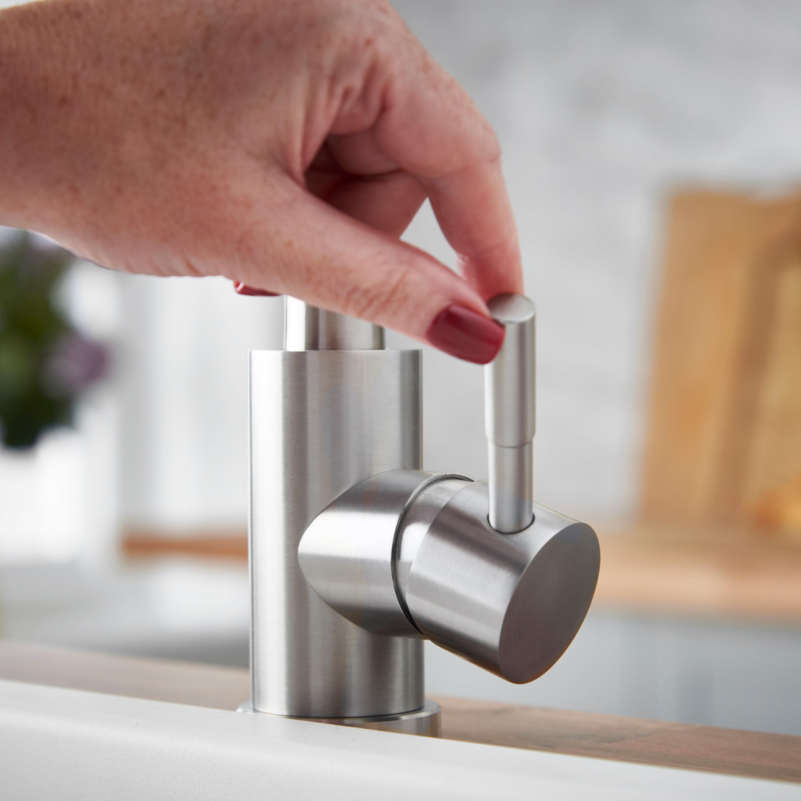 Deva Verto Mono Mixer Kitchen Tap, High Arc Monobloc Kitchen Sink Mixer Tap, 360° Swivel Single Lever Silver Mono Sink Mixer - Image 3