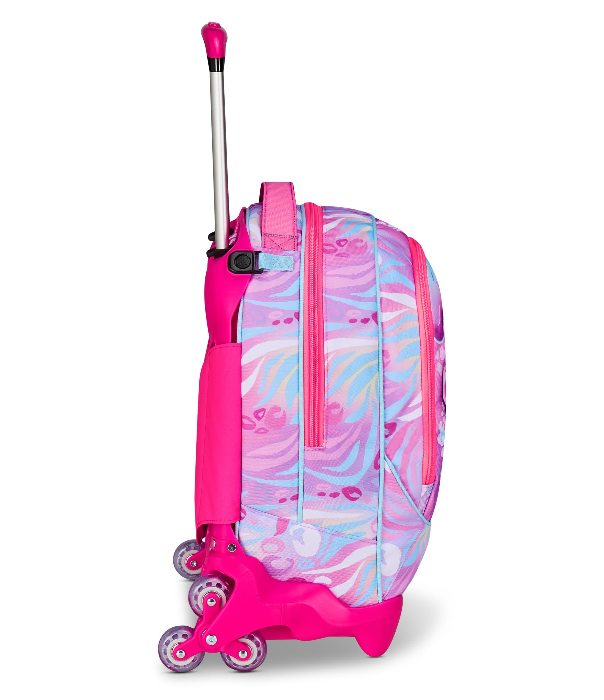 SJ GANG STYLE JAM GANG Trolley Scuola Jack 3 Ruote Plushy Rabbit, Fucsia, 3 in 1, Zaino Triplo Uso con Carrello Sganciabile, 33 L, Zaino Scuola Elementare, Zaino Bambina
