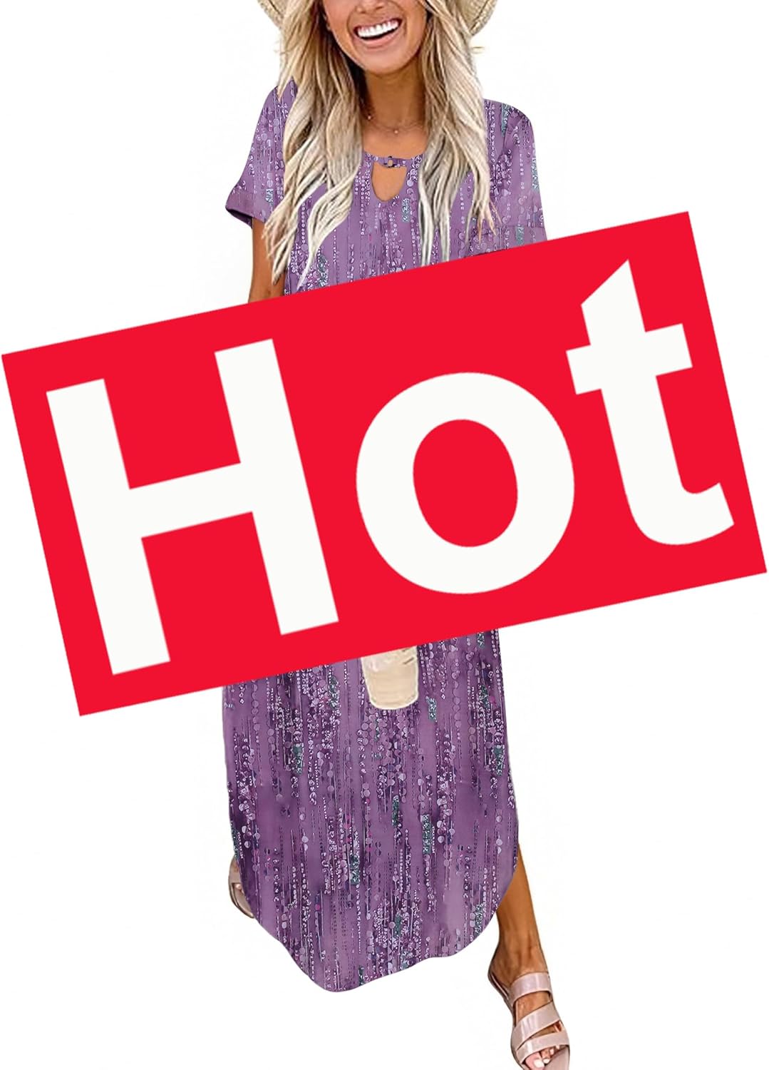 Zeagoo Womens Maxi Summer Dress with Pockets Casual Short Sleeve Sundress Trendy 2026 Curve Hem Long Dress - Image 6