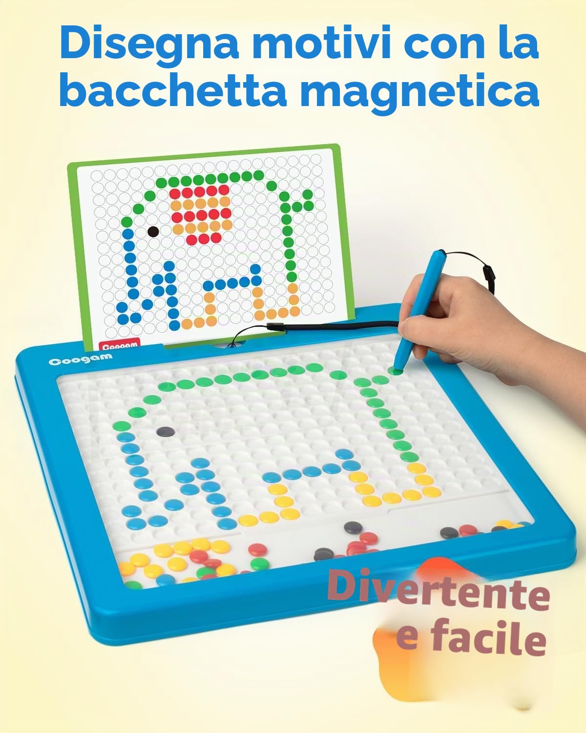 Coogam Magnetic Drawing Board Large Magnet Doodle Board with Pen and Dot Beads, Color Shape Pattern Art Pad, Montessori Educational Traveling Toy Gift for 3 4 5 6 Years Old Toddlers