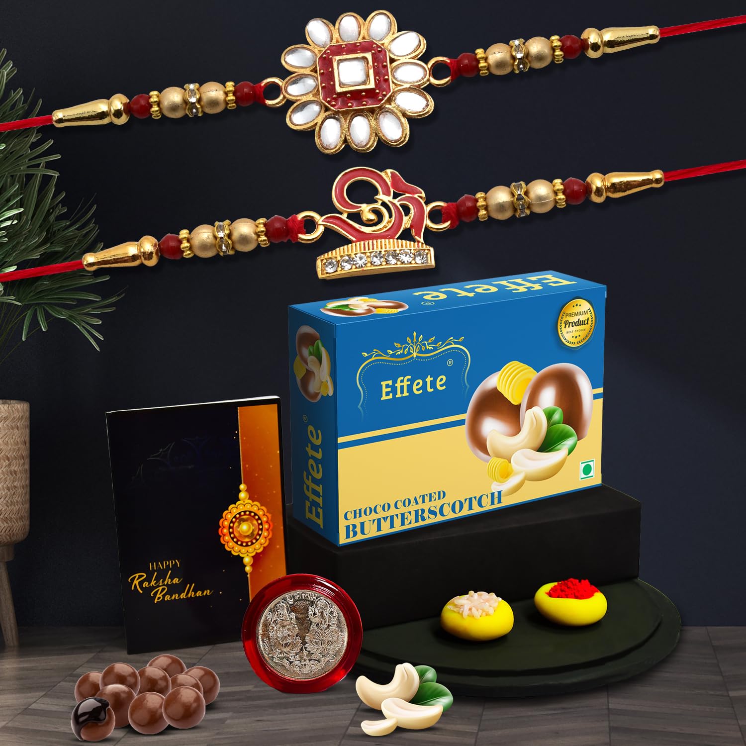 Oblivion (K2_133+134_Bs32) Multicolor Rakhi Combo With Effete Chocolate Butter Scotch 32Gm, Silver Color Pooja Coin, Roli Chawal, Greeting Card|Stylish Rakhi For Brother|Handmade Rakhi Gift|Set Of 2 (B0D7996H64) Amazon Price History, Amazon Price Tracker