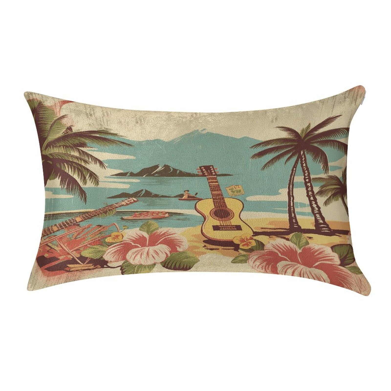 VstaDank Vintage Hawaii Throw Pillow Cover 12"×20" Ultra Soft Pillowcase Cozy Lumbar Pillow Shell Gold Velvet Exquisite Decorative Cushion Sham Protector for Couch Sofa Bedroom