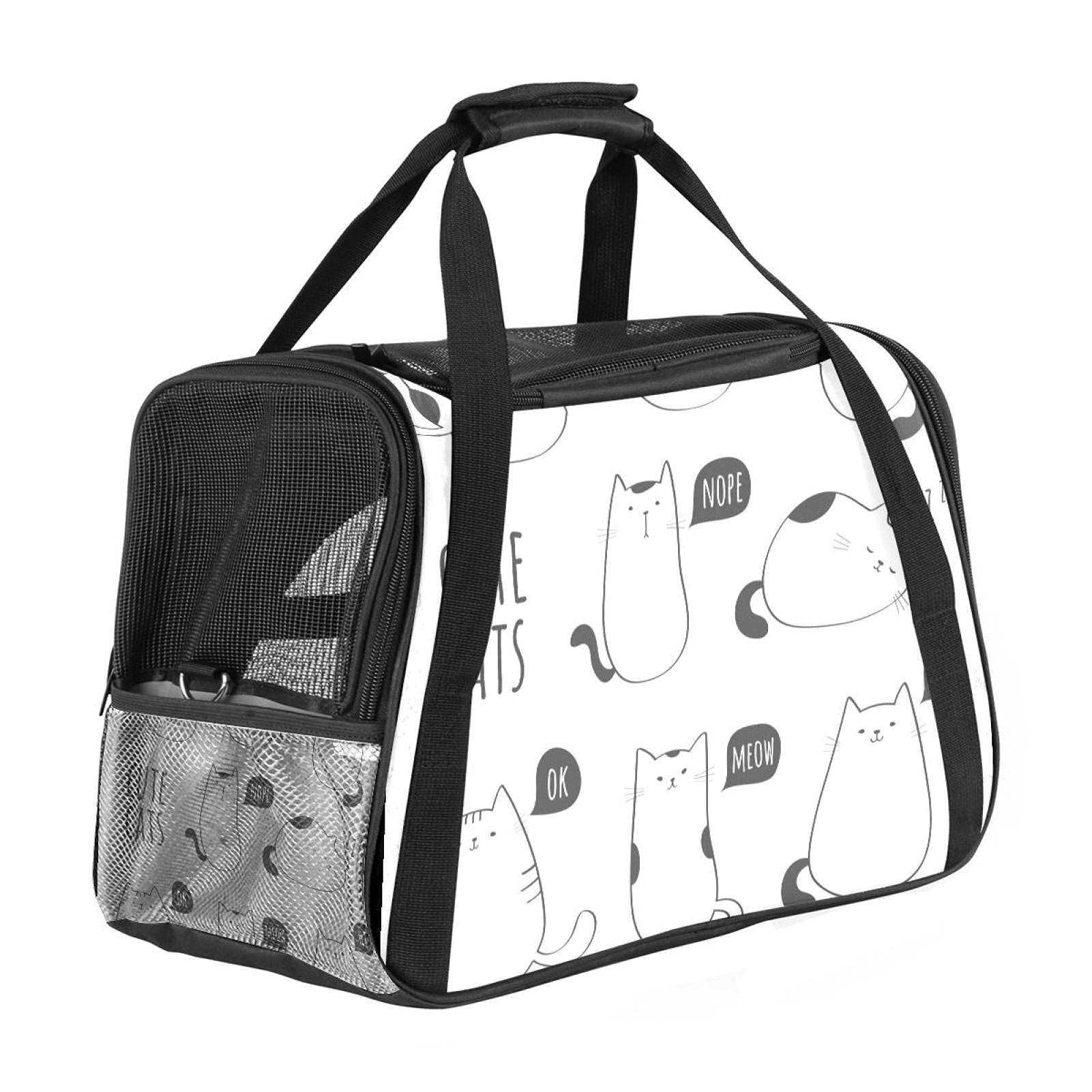 Grand sac de transport pour chien et chat pliable respirant blanc