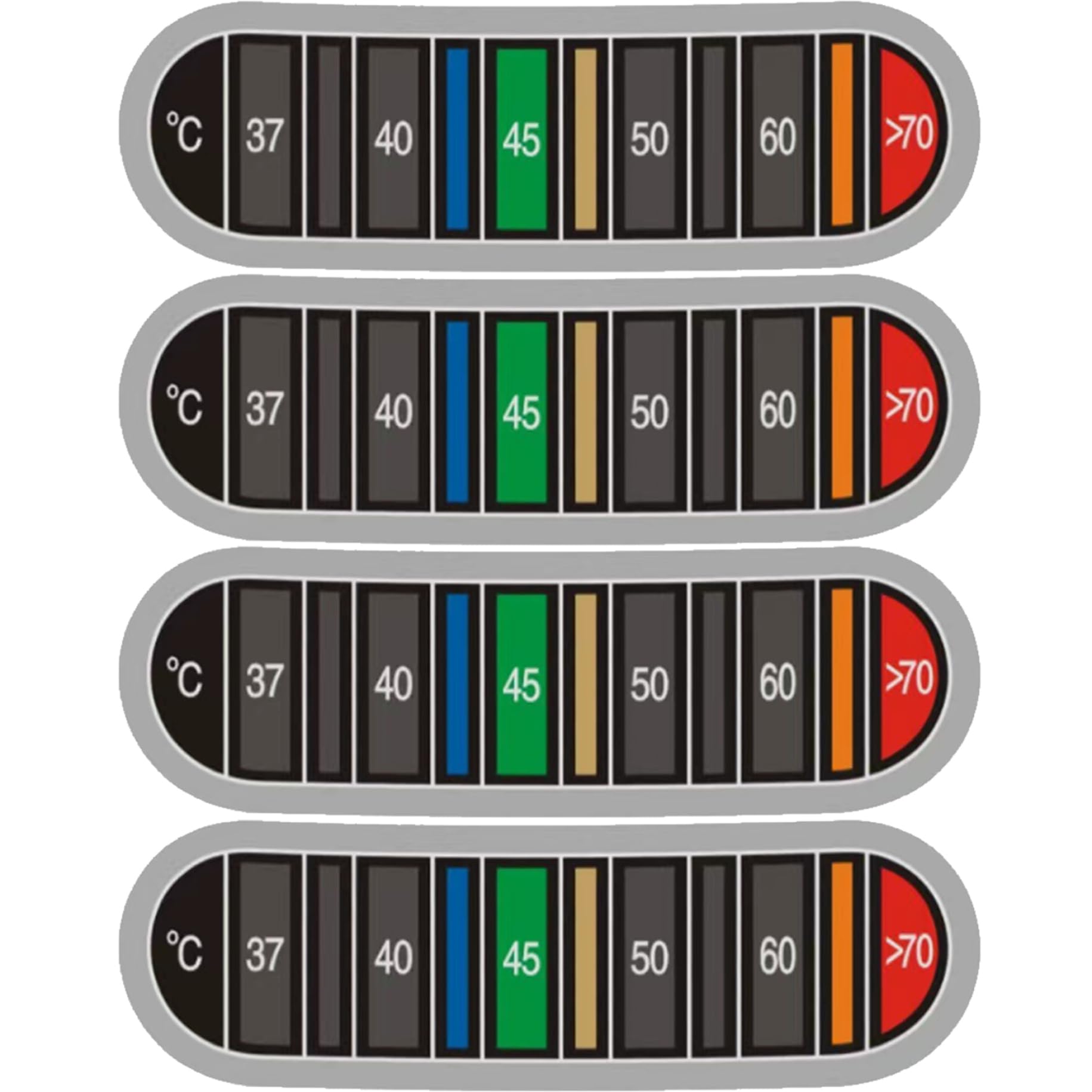 Lot de 4 Bandes de température, Autocollant pour thermomètre à café, étiquette température Changeante Couleur pour Pots à Lait en métal, thermomètre Cuisine, numérique pour a