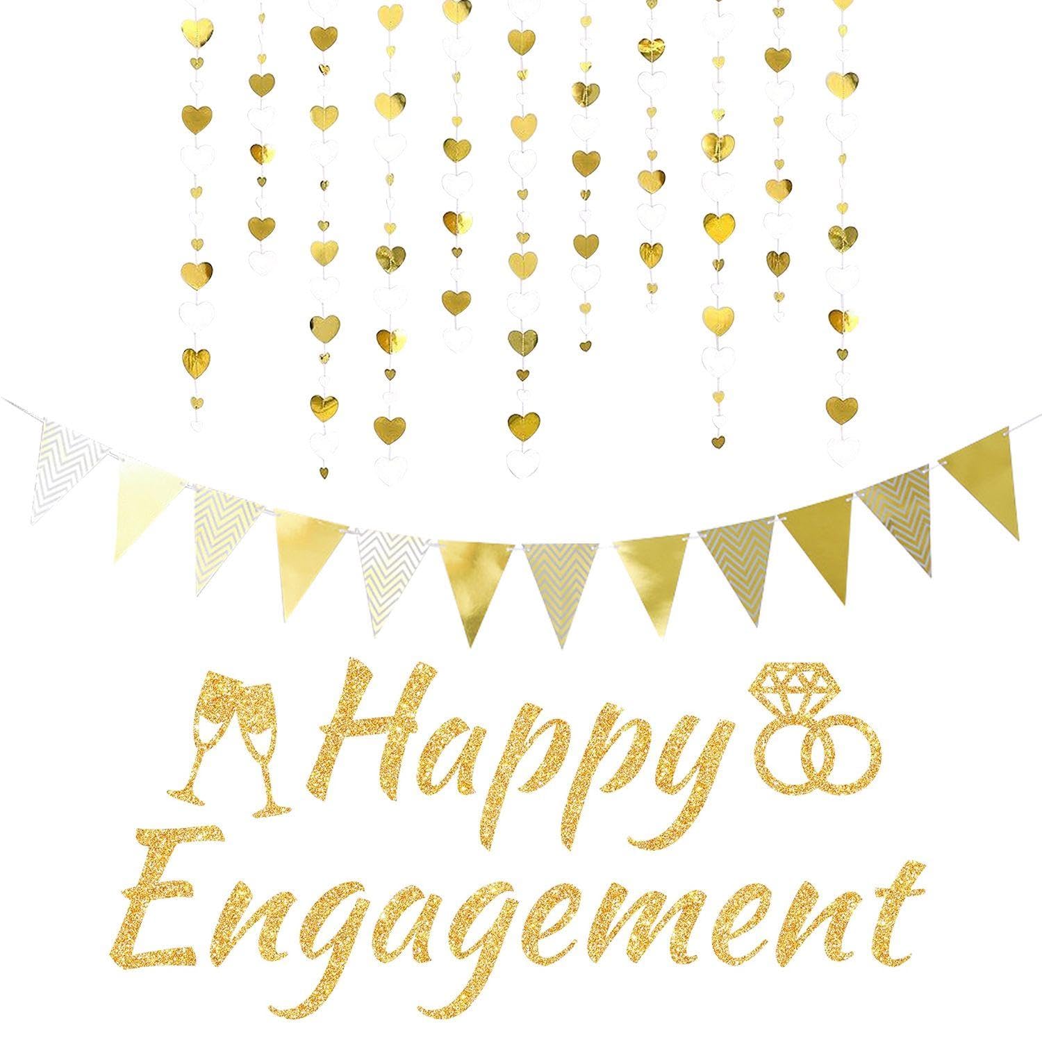 RNSKFG 1 Piece Of Marriage Proposal, 1 Piece Of Triangle, 1 Piece Of Love Ornament, Golden Letter Banner, Romantic Decoration, Engagement Venue Layout Supplies.