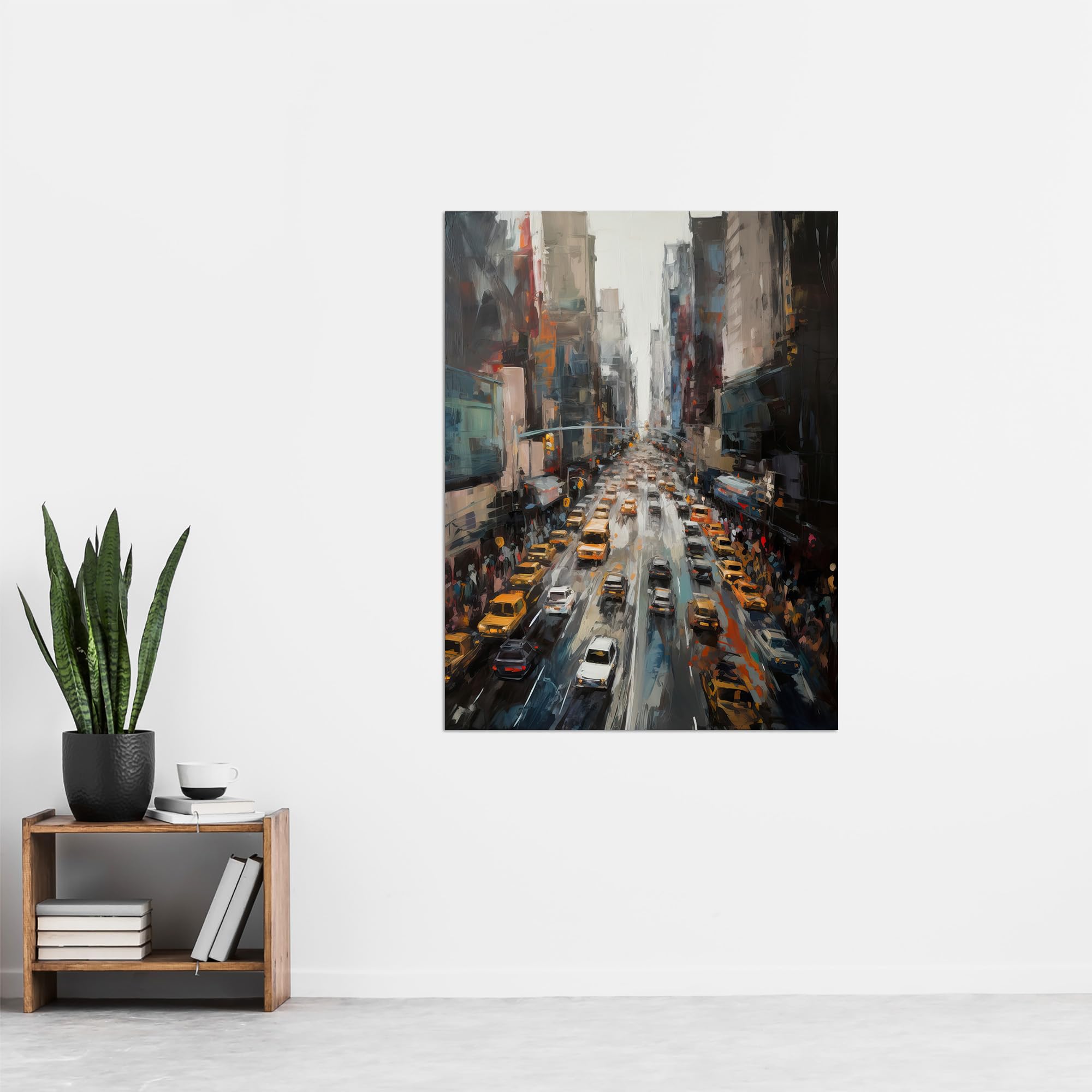 Artery8 NYC New York Rush Hour Traffic Acrylic Painting 5th Avenue Yellow Cabs Extra Large XL Wall Art Poster Print - Image 4