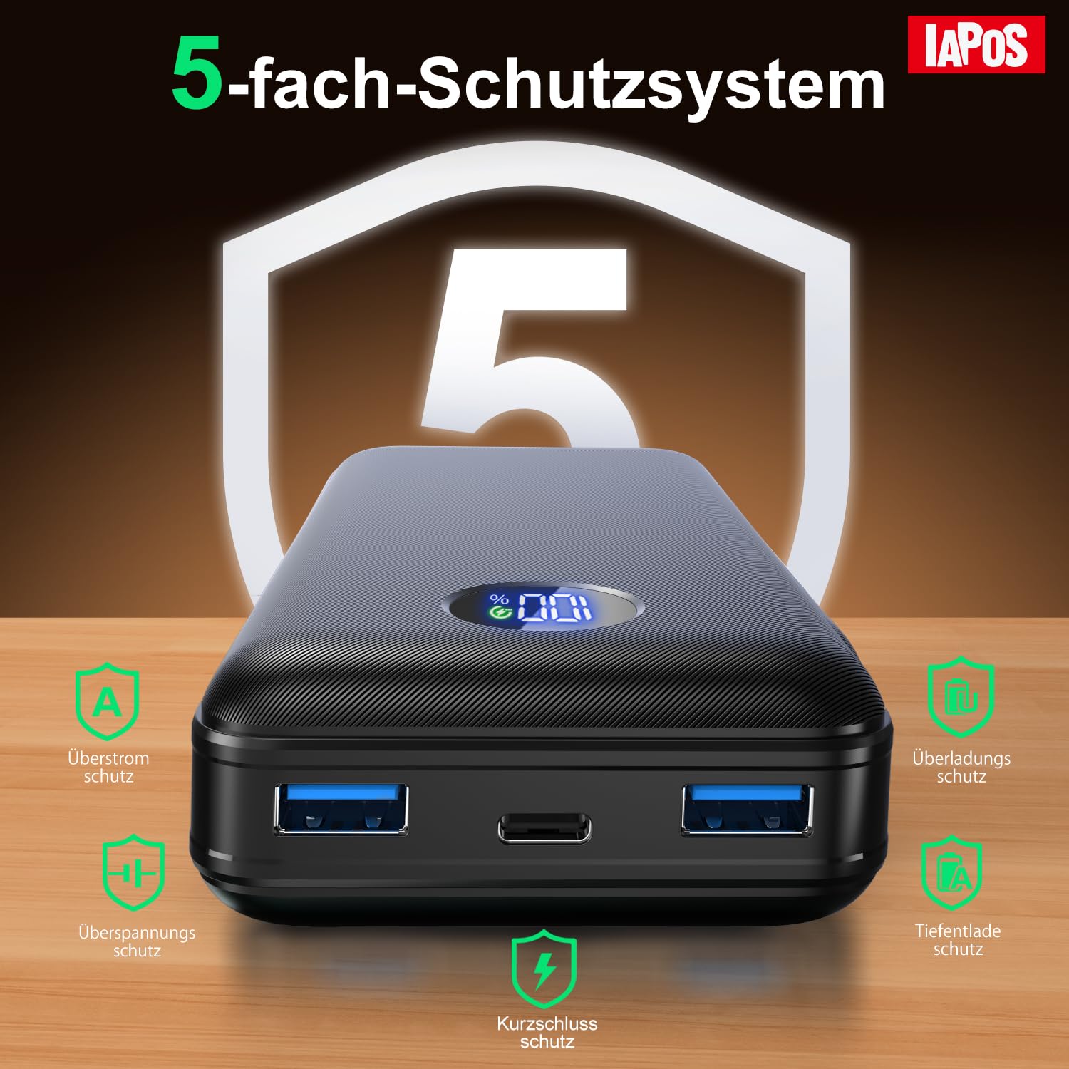 Power Bank, 26800mAh Powerbank, Externe Handyakkus 22.5W USB-C PD3.0 & QC4.0 Schnellladen, Tragbares Ladegerät mit LED Display, Kompatibel mit iPhone 17, 16, 15, 14, 13, 12, Samsung