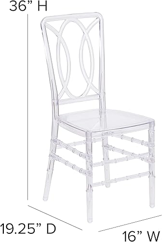 Miniatura 3 de Flash Furniture Paquete de 2 sillas apilables Flash Elegance Crystal Ice con respaldo de diseñador, silla para eventos, resistente a los rayos UV