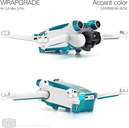 Miniatura 4 de WRAPGRADE Adhesivos para la piel compatibles con DJI Mini 3 Pro  Color de acento (azul caribeño)