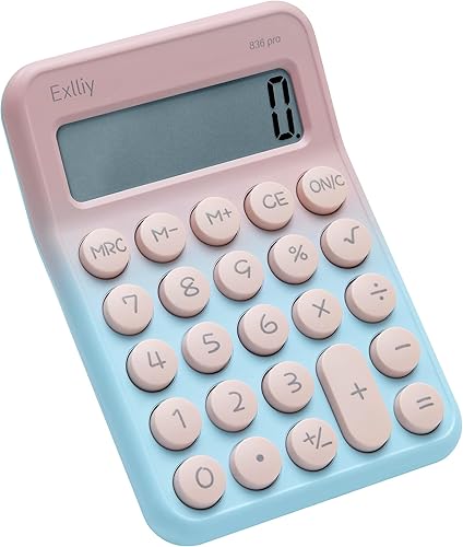 Calculadora de bolsillo, escritorio pequeño de 8 dígitos para niños, pantalla LCD, calculadora bonita y estética (azul degradado, S 1 unidad)