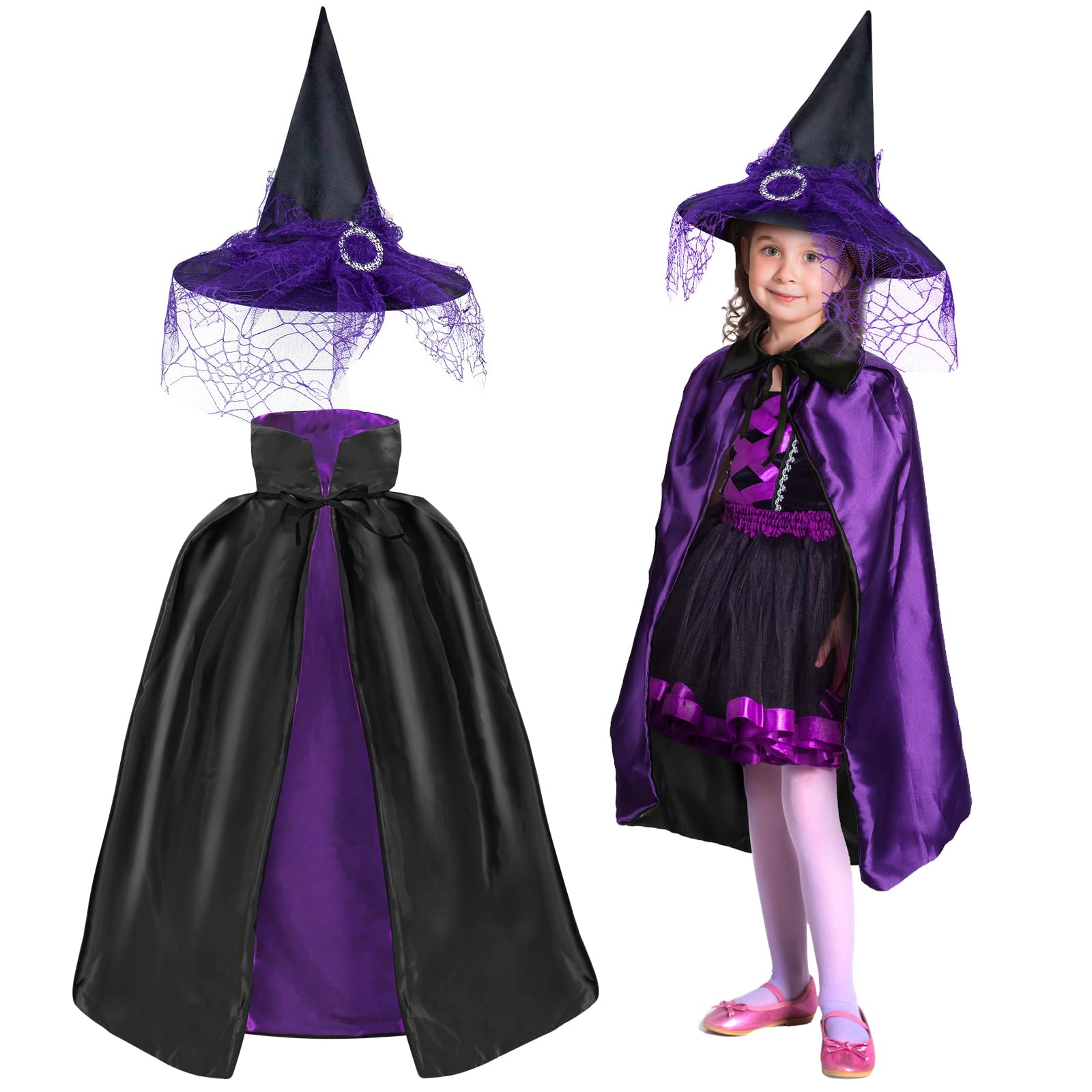 Ulikey Halloween Costume Strega Bambina, Vestito con Gonna, Cappello