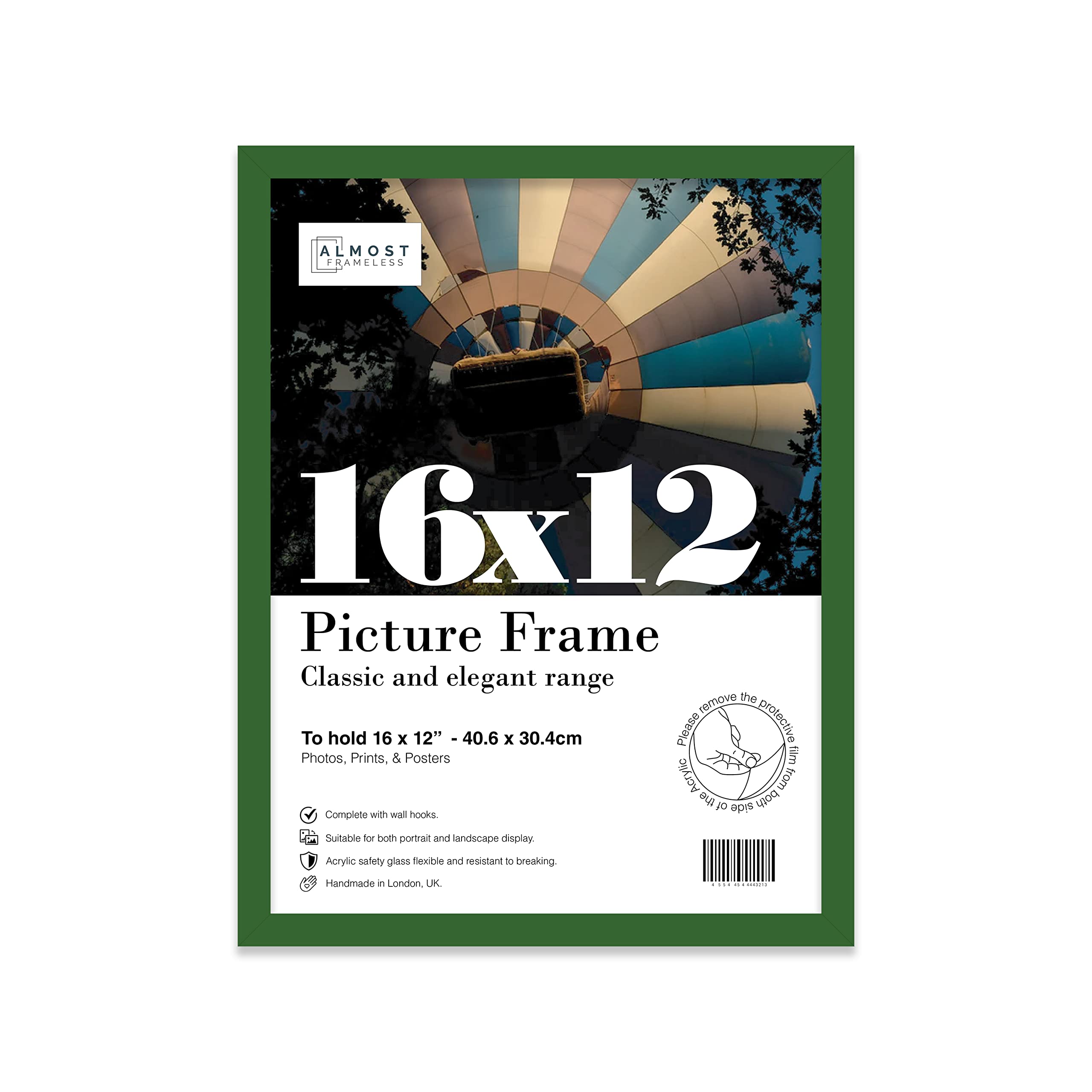 16x12 Inch Green Photo Frame Wall Mountable Picture Frame Standard Photograph Size, 16" X 12" (41 X 31cm)