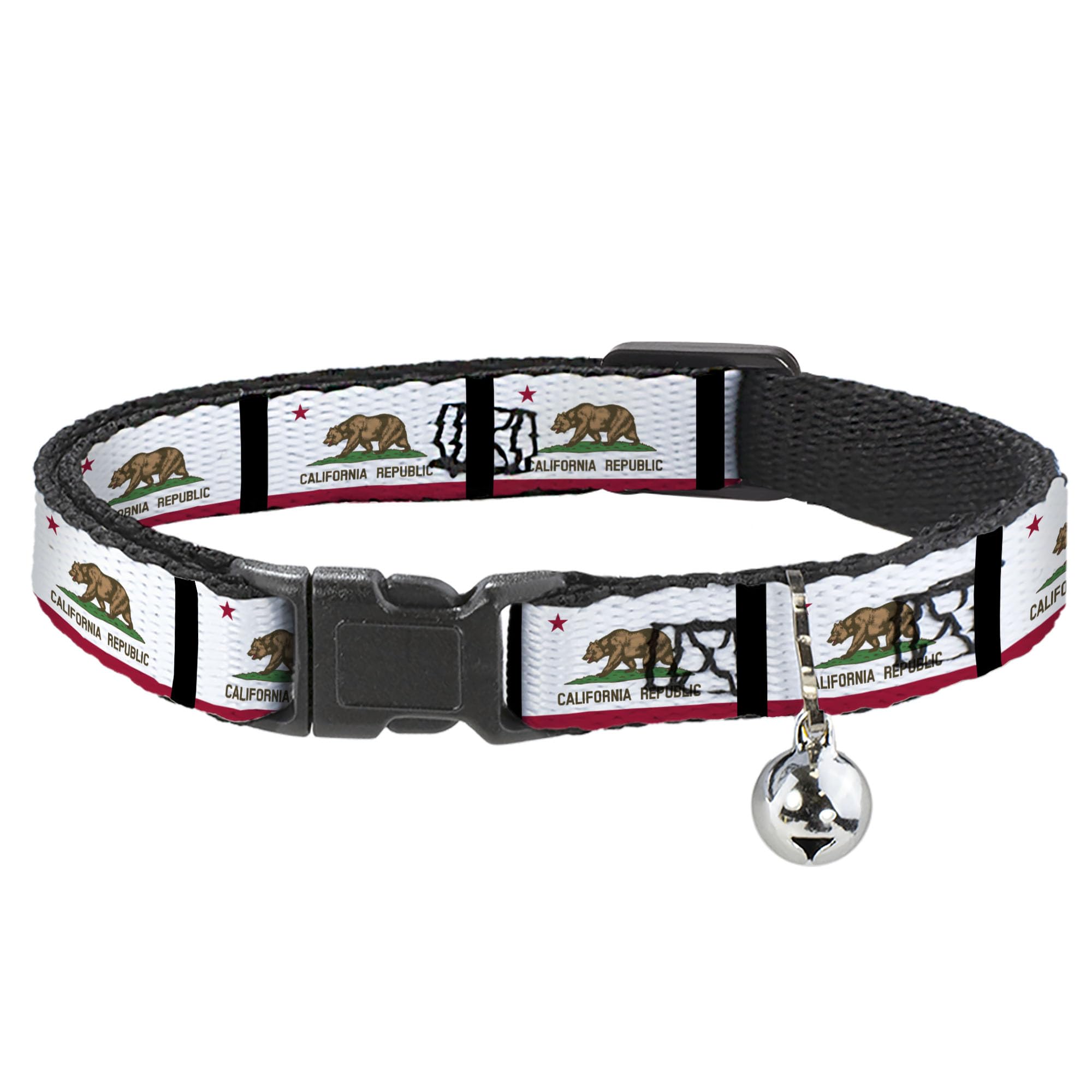 Collar de gato breakaway Buckle-Down con estampado de la bandera de California 1
