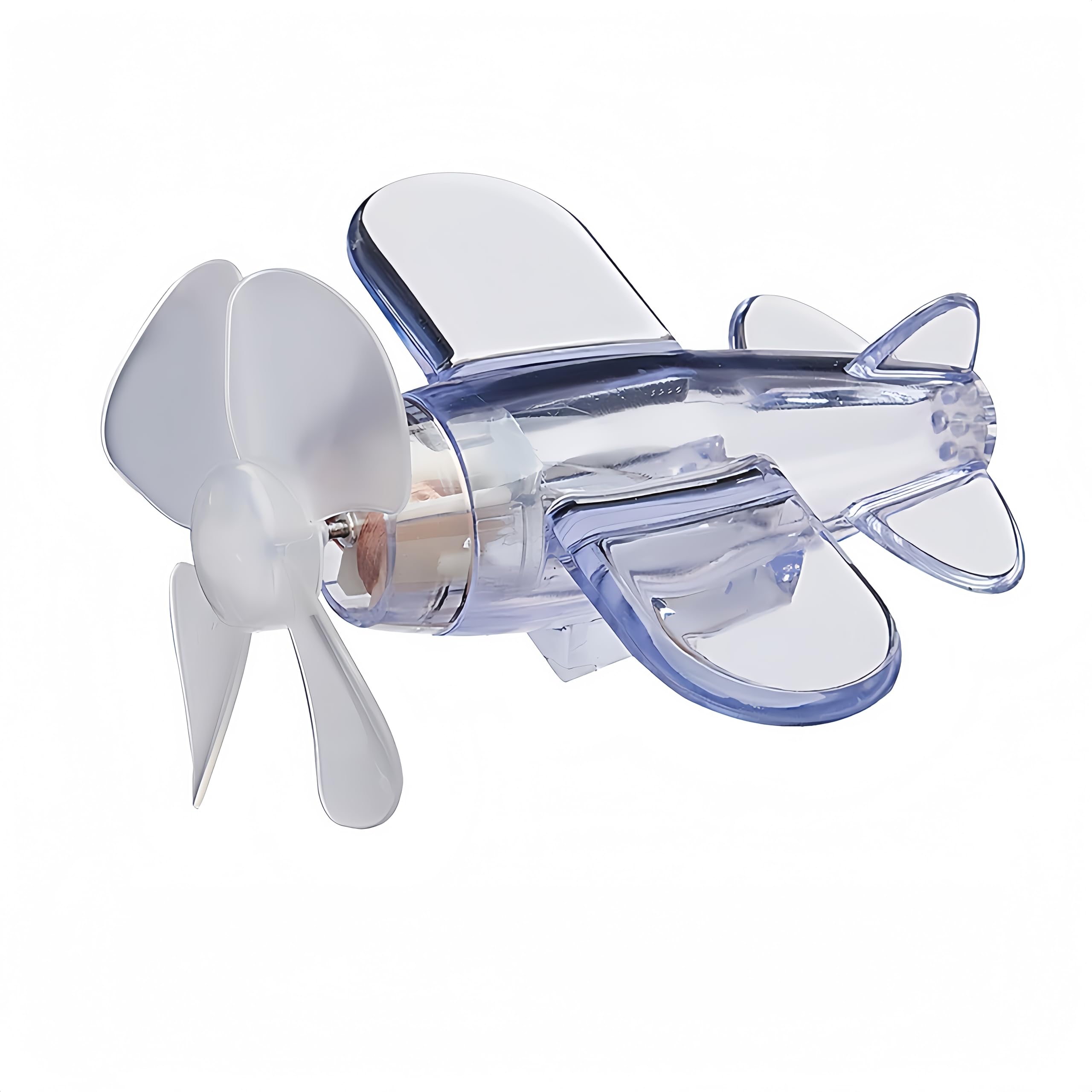 Wind-Powered LED Airplane Propeller, Waterproof Transparent Luminous Small Airplane for Motorcycle Bicycle Helmet Car Decoration (White)