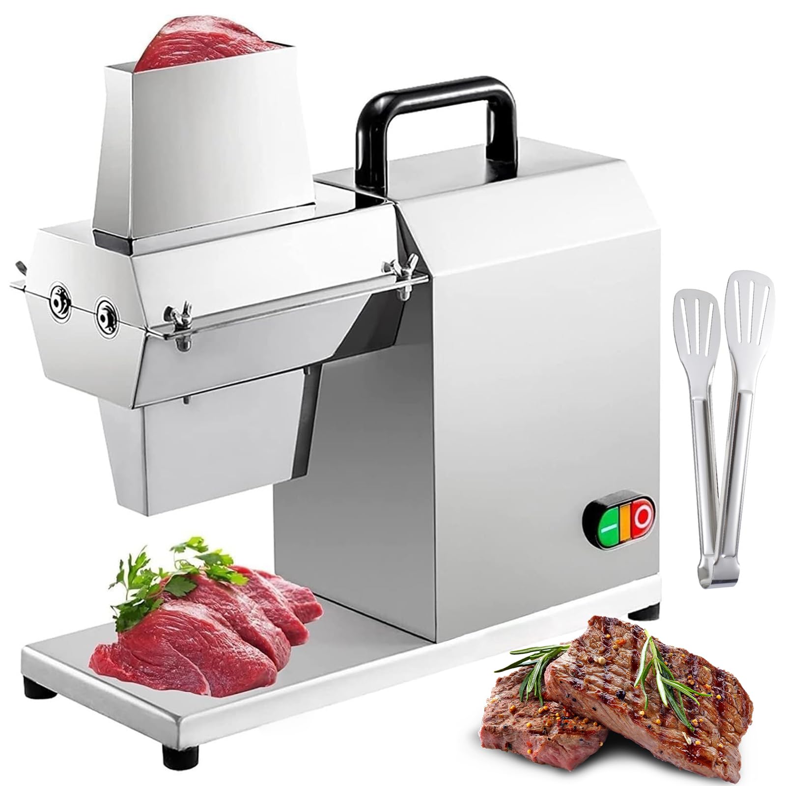 Inteneritore di Carne Elettrico 450W, Cubettatrice Automatica 120 kg/h con Lame in Acciaio Inox, Spessore Regolabile 3–22 mm, Macchina Professionale per Bistecca E Maiale
