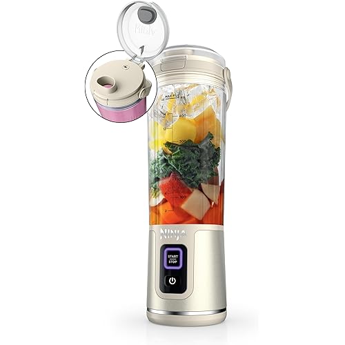 Ninja Blast Portable Blender, Cordless, 18oz. Vessel, Personal Blender For-Shakes and Smoothies, BPA Free, Leakproof-Lid and Sip Spout, USB-C Rechargeable, Dishwasher Safe Parts, Vanilla Bean, BC151VB