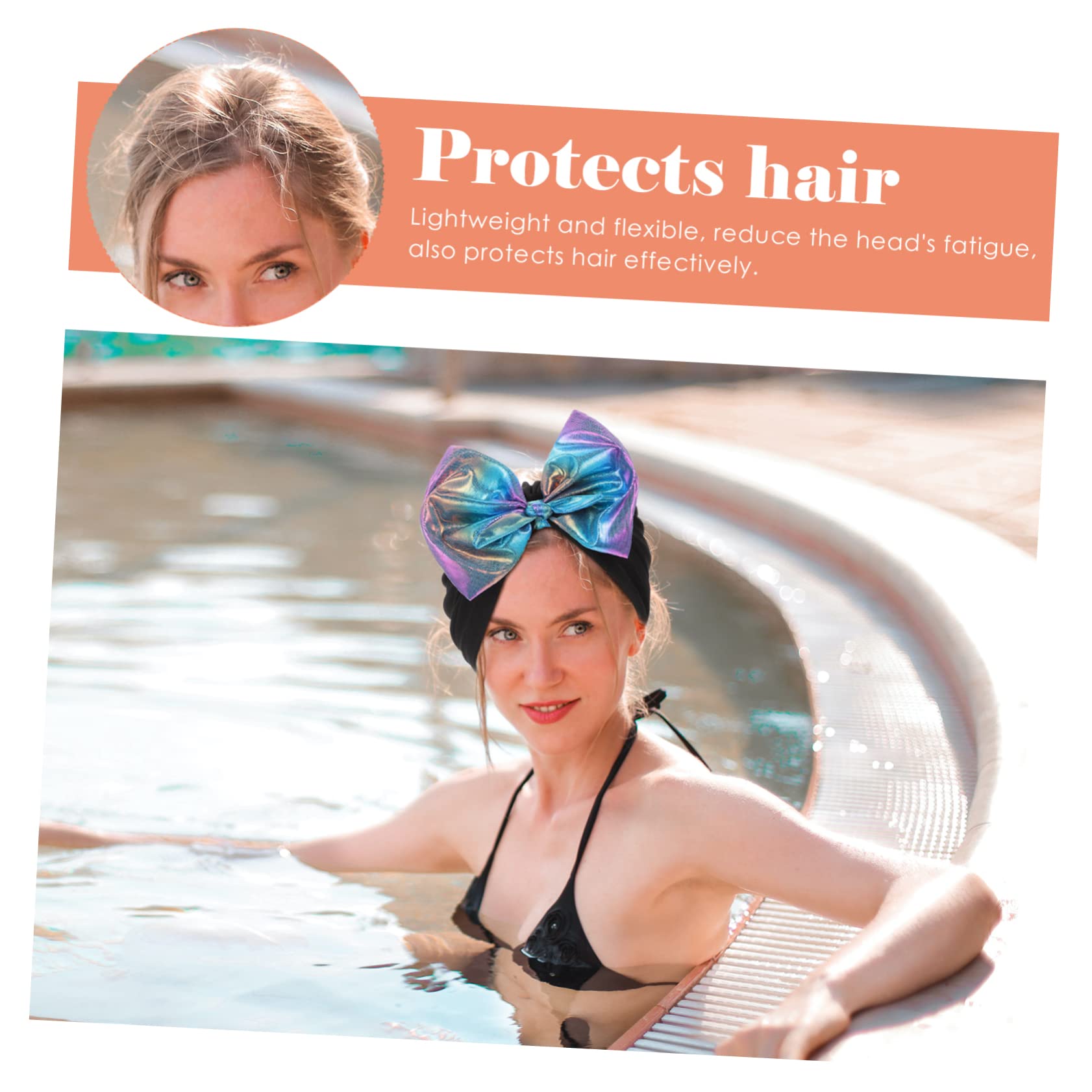 BESPORTBLE 5pièces Bonnet De Natation Décoratif Chapeau De Bain Cheveux avec Nœud Brillant Bonnet Adulte Nylon Facile à Porter pour Piscine Et