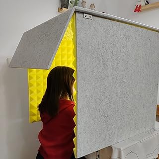 Portable Vocal Booth,isolation Booth,sound Booth,Desktop Soundproof Cover,self Made Sound Recording Vocal Booth Box,Vocal Sound Absorbing Shield,for Studio Desk,recording Booth,microphone (Color : Ye