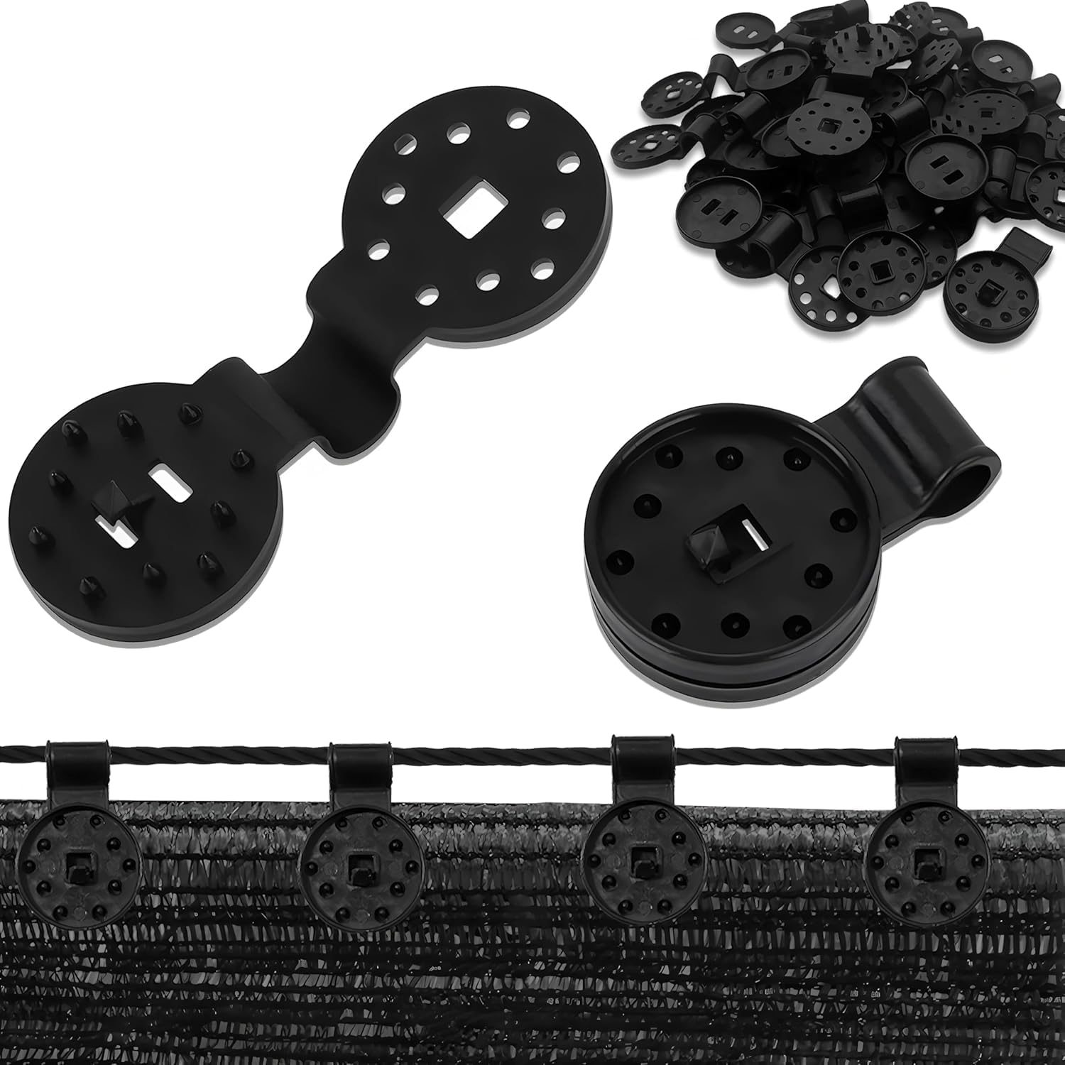 Shade Cloth Clips Heavy Duty Lock Grip for Sun Shade Net | Reusable Plastic Round Clamps for Garden, Greenhouse, Bird Net, Anti-UV Netting | Windproof Awning Fastener ((30 Pieces))-image-20