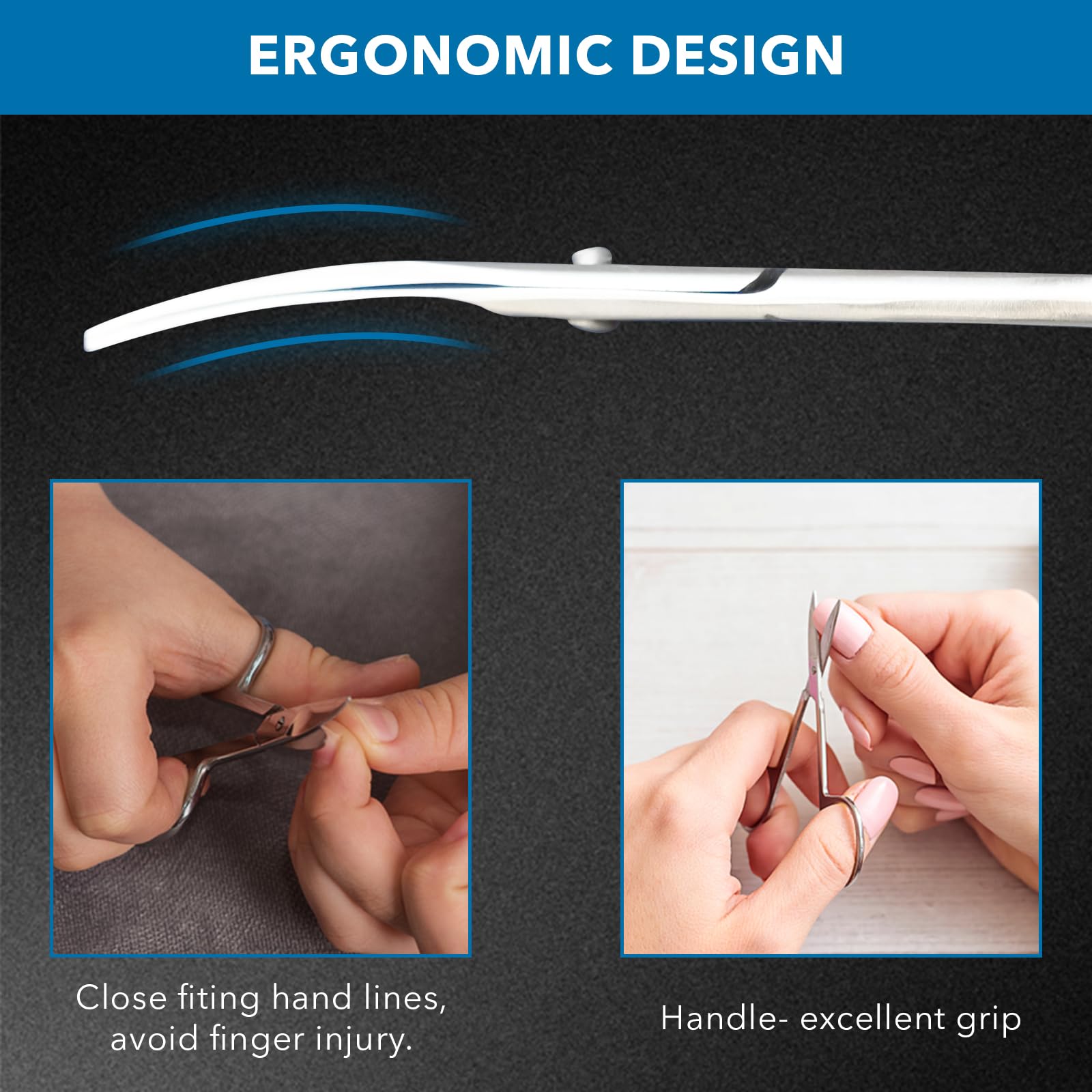 SS INSTRUMENTX Forbicine Per Unghie, Lama Curvata Professionale Forbici Unghie Per Uomini e Donne, Frbici Per Unghie Piedi Perfette Per Unghie Spesse, Cuticole e Unghie dei Piedi