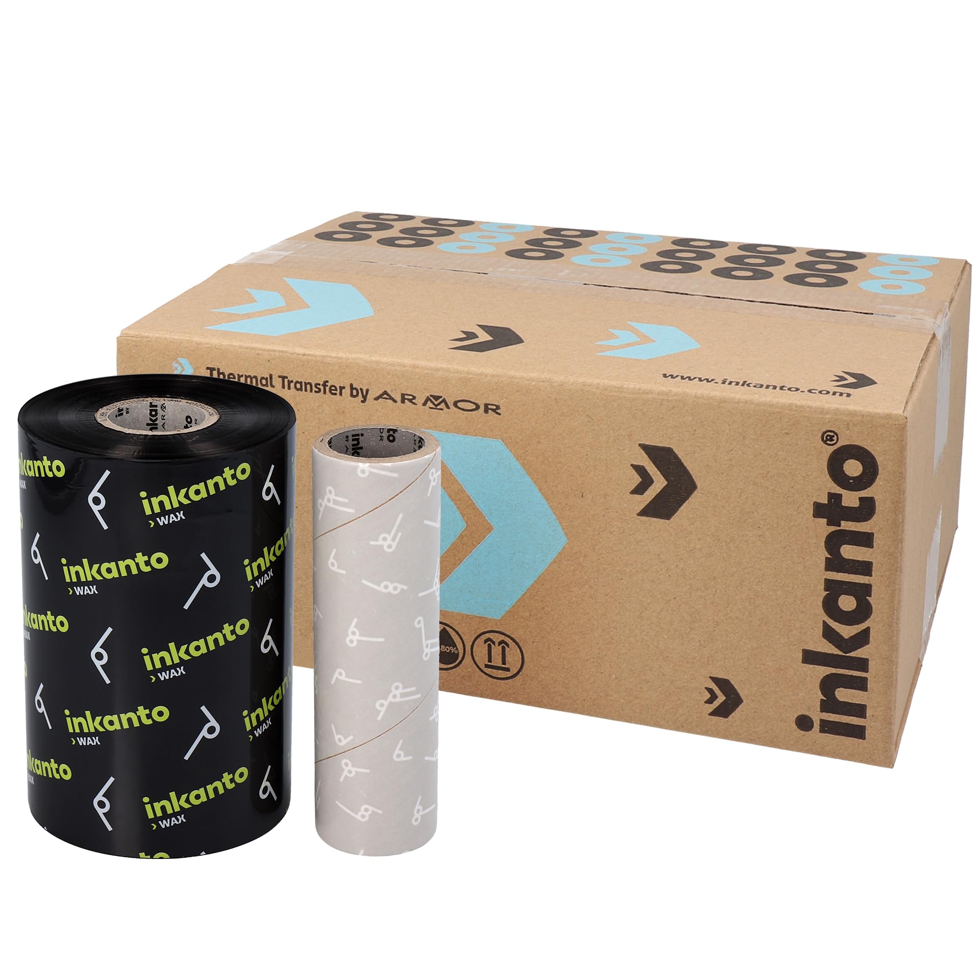 Armor AWR1 - Nastro a trasferimento termico, 110 mm x 450 m, colore nero, 10 rotoli in 1 confezione, nucleo da 25 mm, avvolgimento esterno, T63712QG