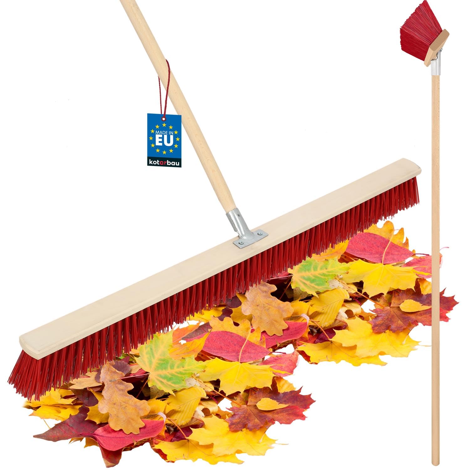 KOTARBAU® Ulicówka - 105 CM - Zamiatacz - Szczotka - Miotła Drewniana - Zmiotka - PVC - Drewniany Trzonek